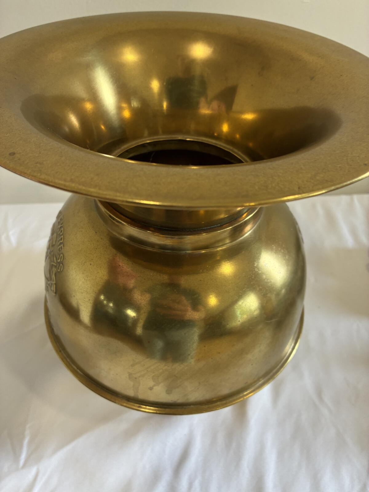 Vintage Pony Express Brass Spittoon Chewing Tobacco Western Advertising Display