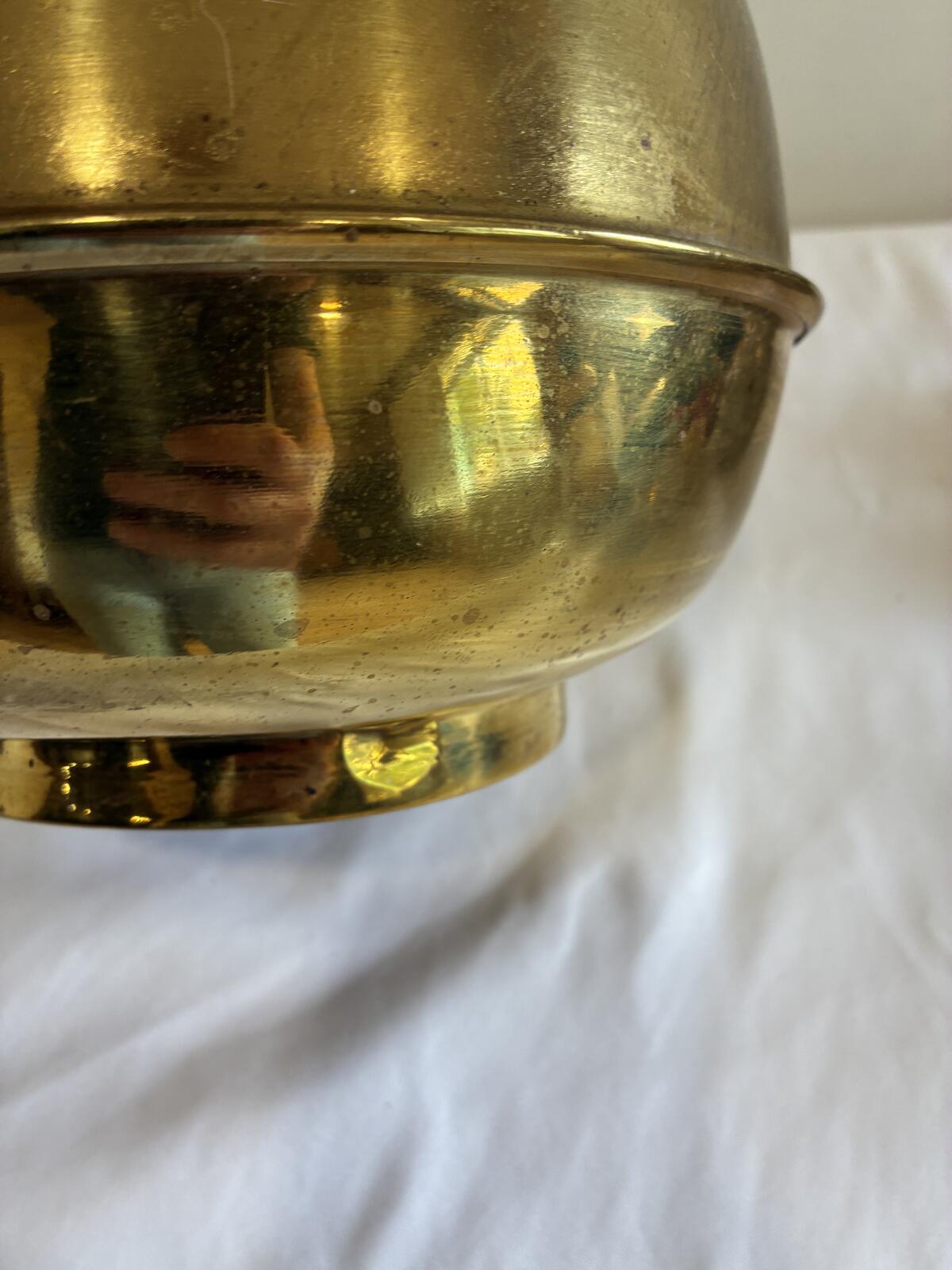 Vintage Pony Express Brass Spittoon Chewing Tobacco Western Advertising Display