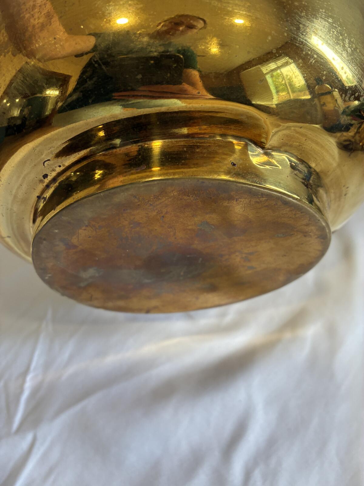 Vintage Pony Express Brass Spittoon Chewing Tobacco Western Advertising Display
