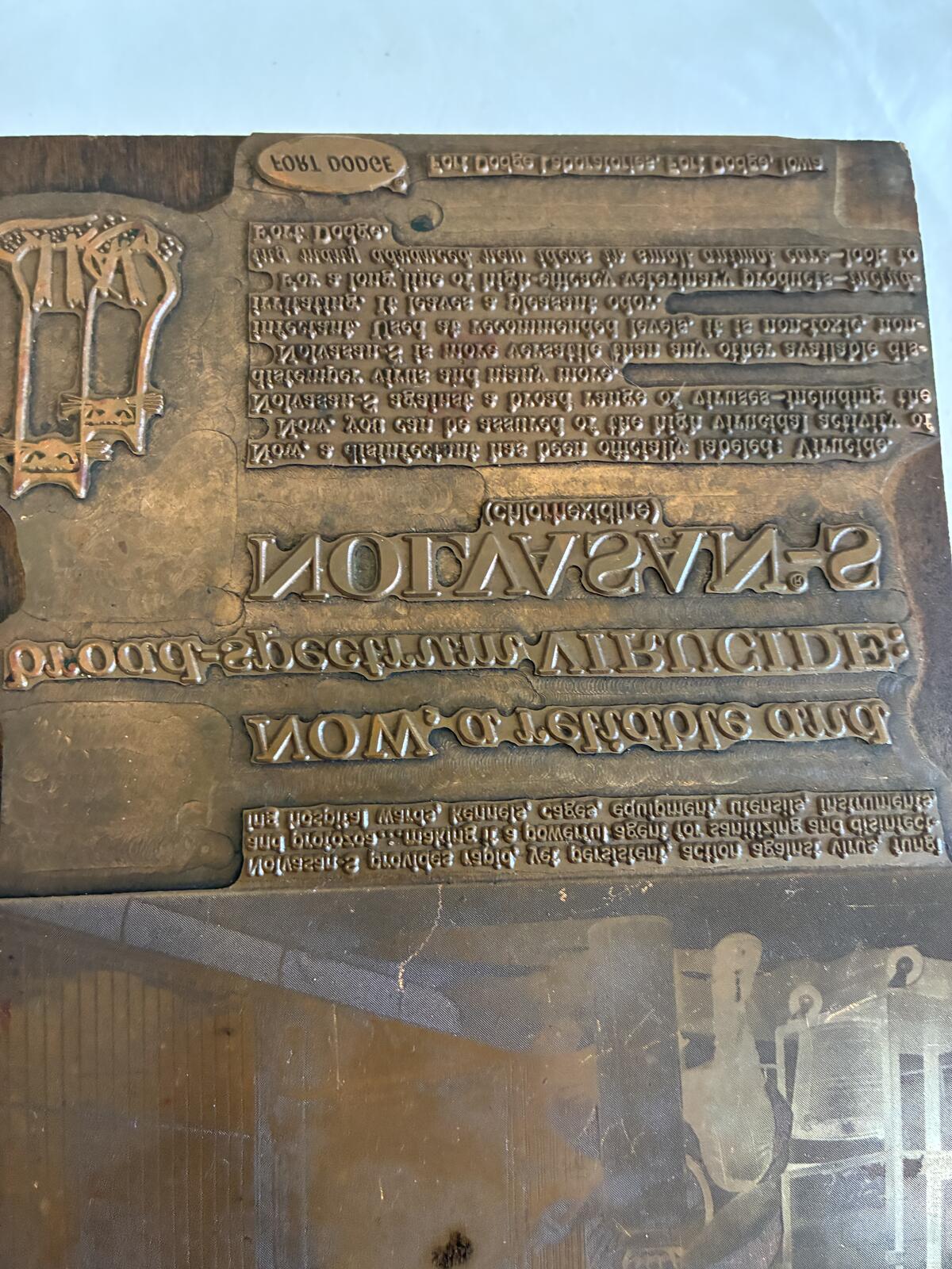 Antique Letterpress Printing Plates on Wood Blocks, Advertising Printer's Blocks, Industrial Wall Art