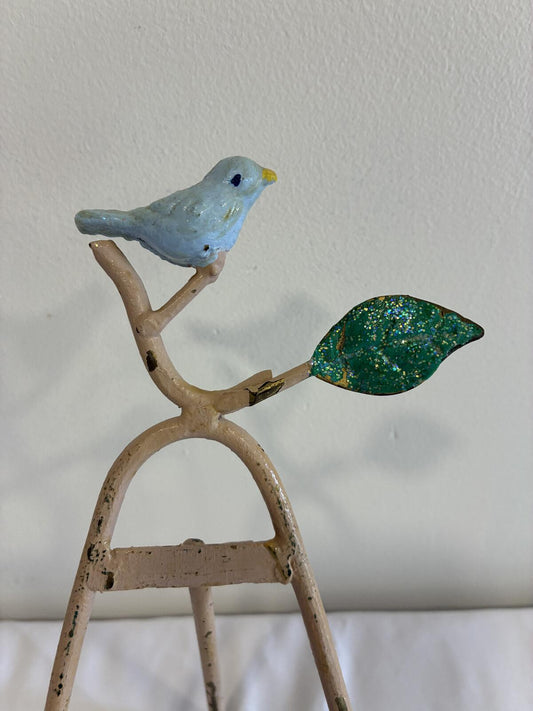 Vintage Cast Iron Bird Easel Display Stand, Blue Bird Plate Holder, Cottagecore Decor, Decorative Picture Easel, Vintage Finds