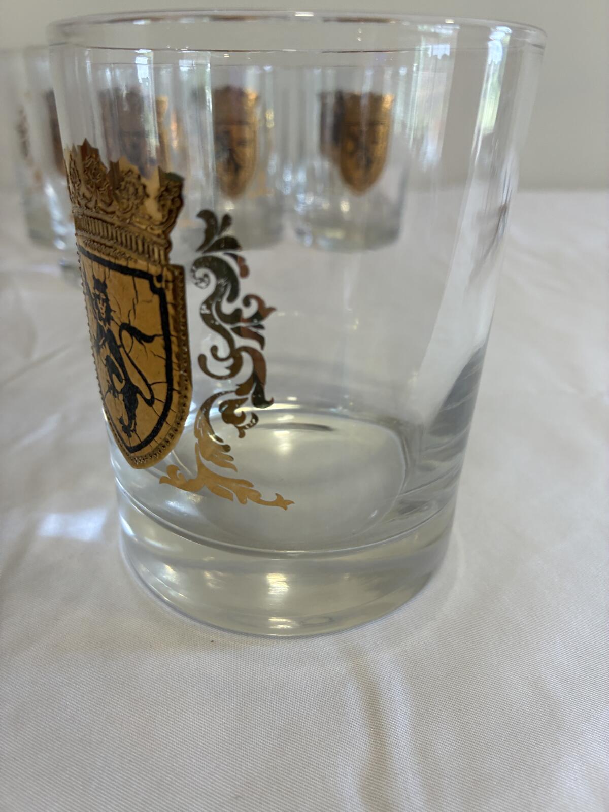 Vintage Gold Crest Lowball Glasses Set of 8, Mid Century Barware, Rocks Glasses, Cocktail Tumblers, Vintage Finds