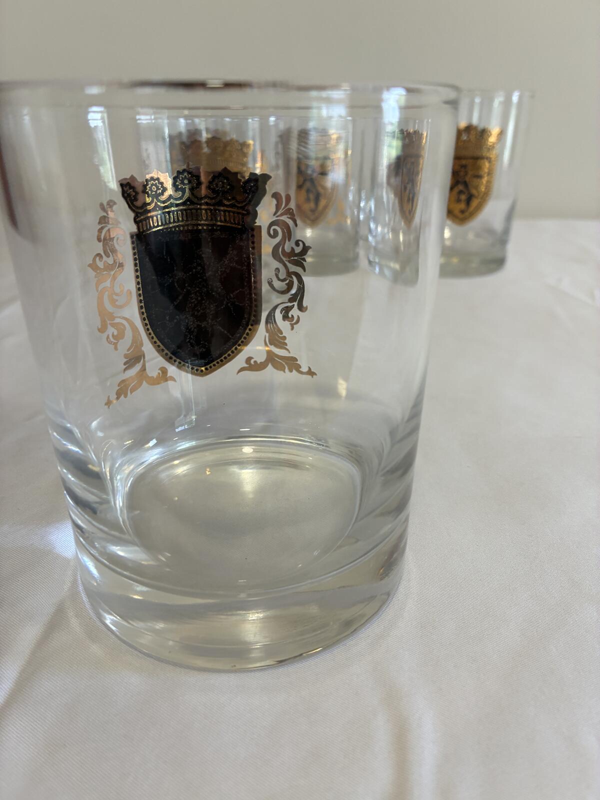Vintage Gold Crest Lowball Glasses Set of 8, Mid Century Barware, Rocks Glasses, Cocktail Tumblers, Vintage Finds