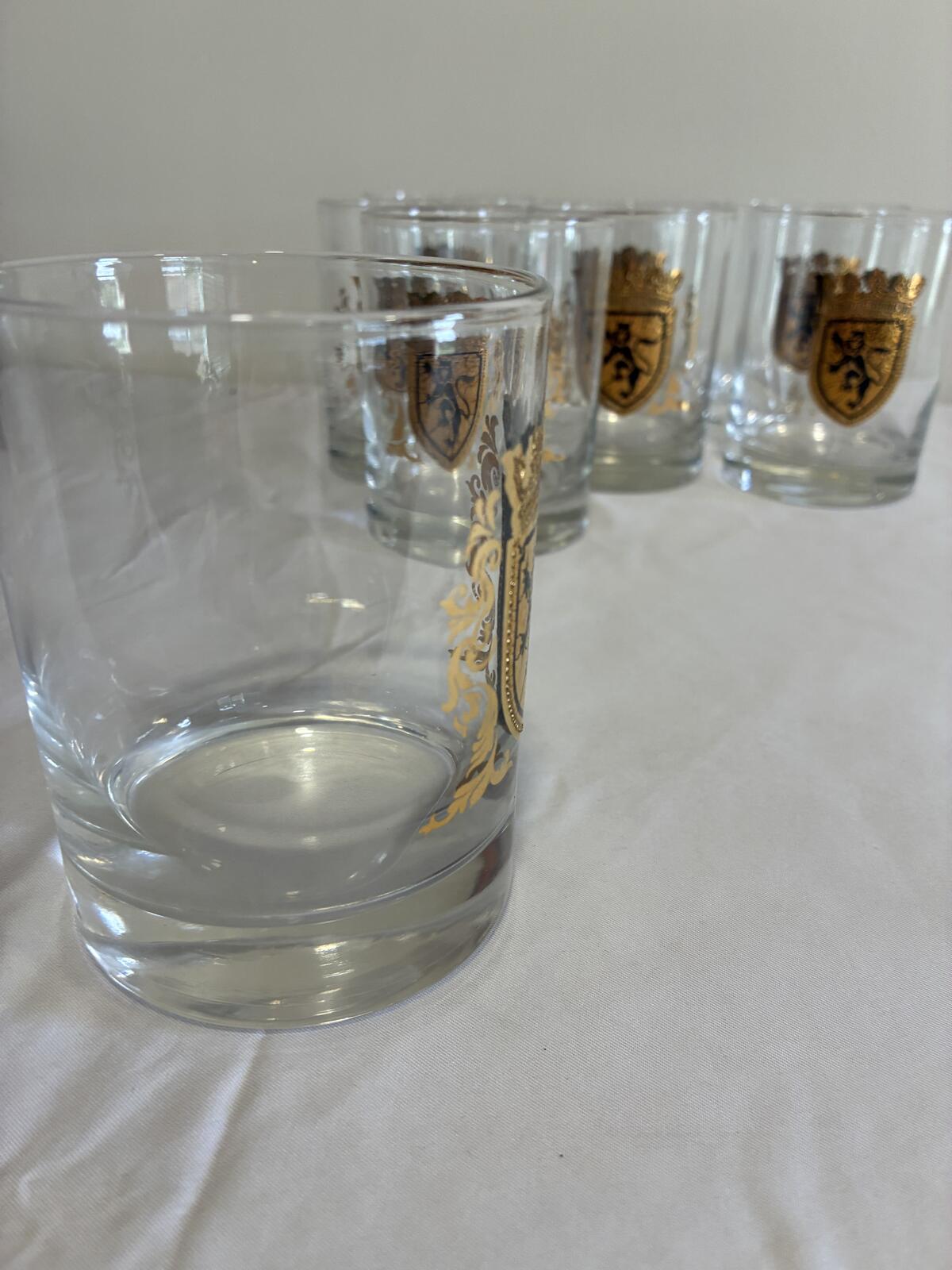 Vintage Gold Crest Lowball Glasses Set of 8, Mid Century Barware, Rocks Glasses, Cocktail Tumblers, Vintage Finds