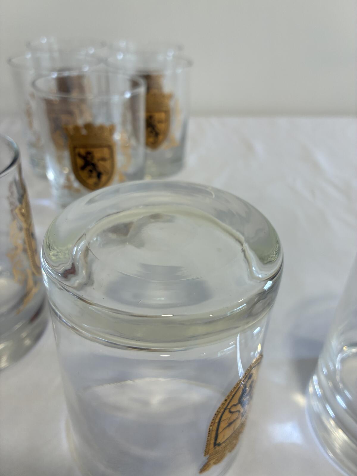 Vintage Gold Crest Lowball Glasses Set of 8, Mid Century Barware, Rocks Glasses, Cocktail Tumblers, Vintage Finds