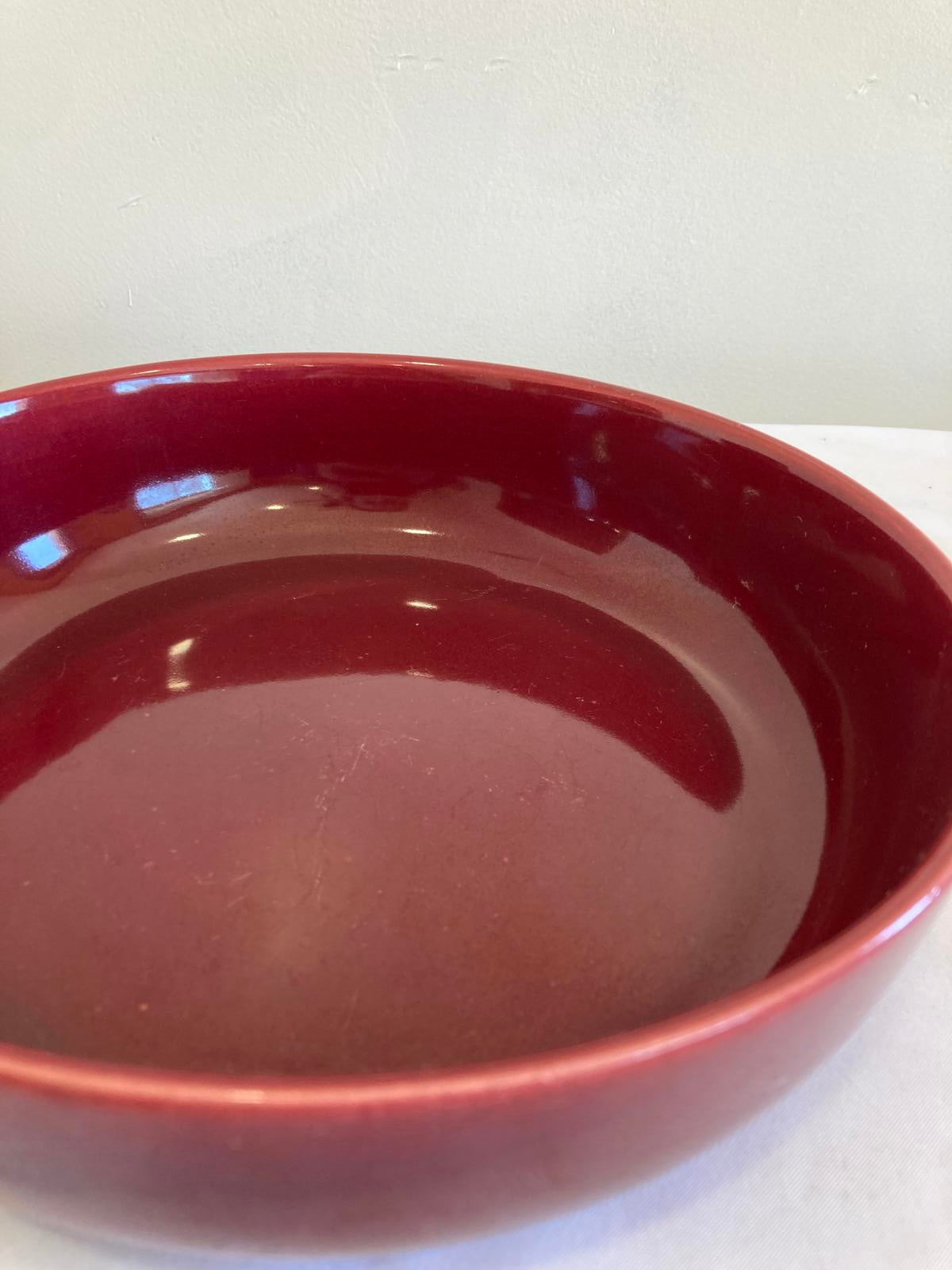 Vintage Bauer Pottery 8.75” Red Serving Bowl California Art Pottery