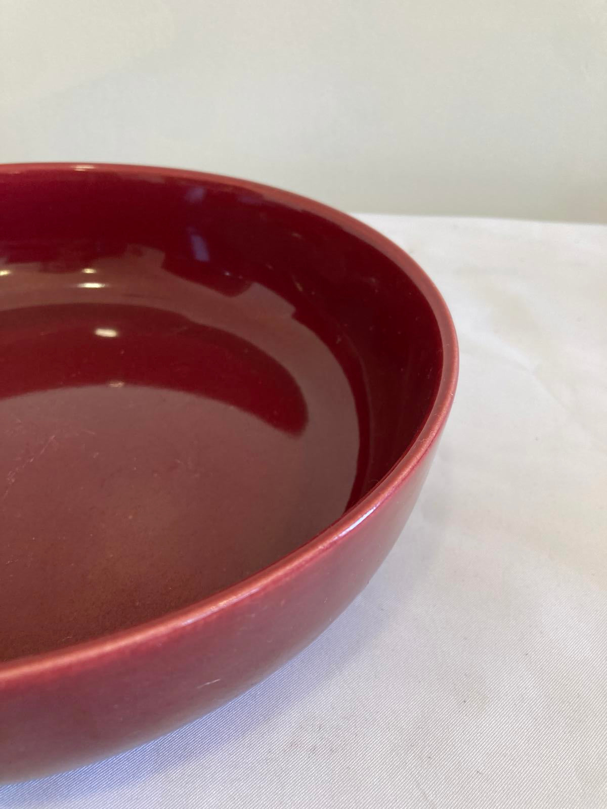 Vintage Bauer Pottery 8.75” Red Serving Bowl California Art Pottery