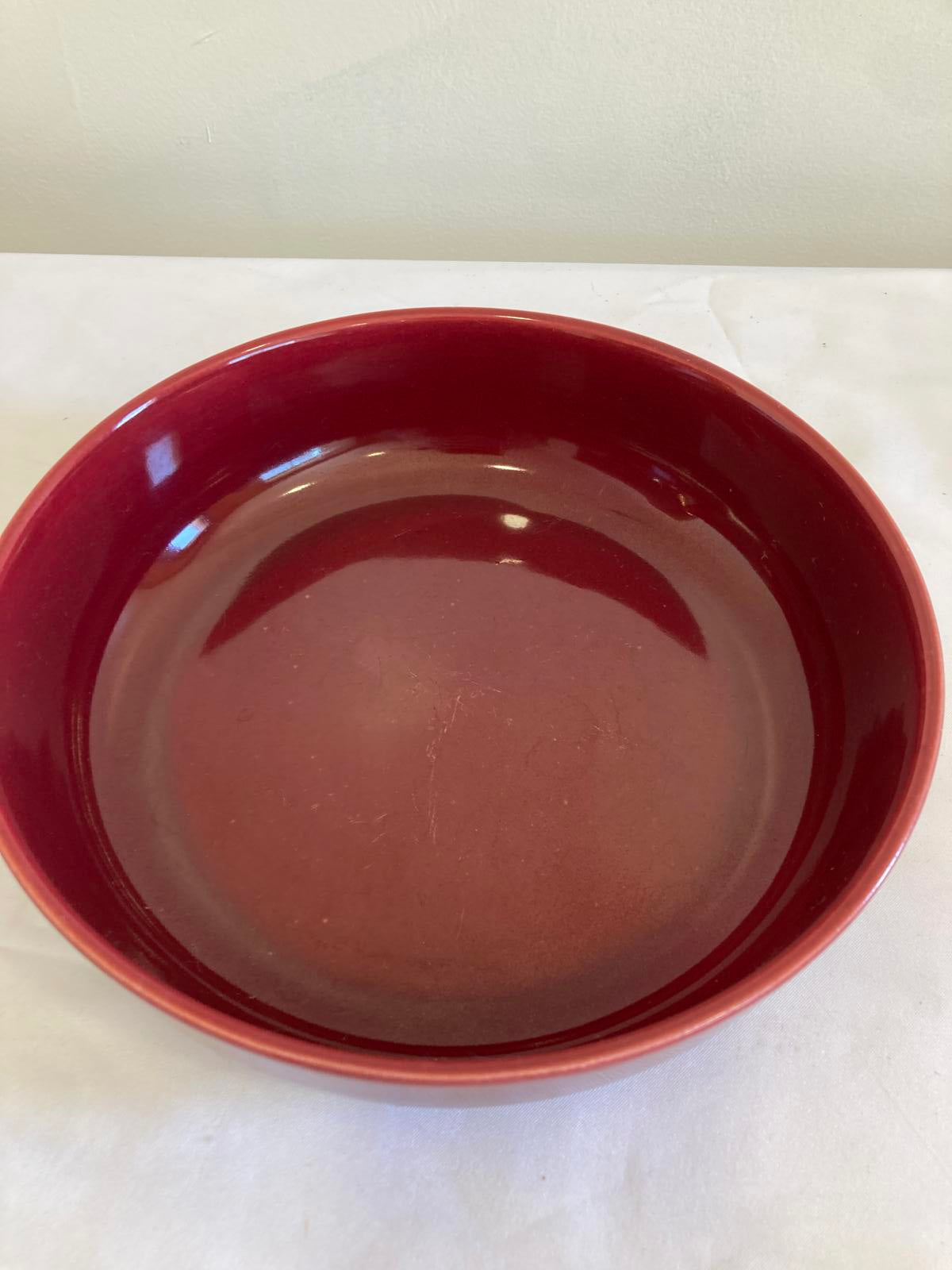 Vintage Bauer Pottery 8.75” Red Serving Bowl California Art Pottery