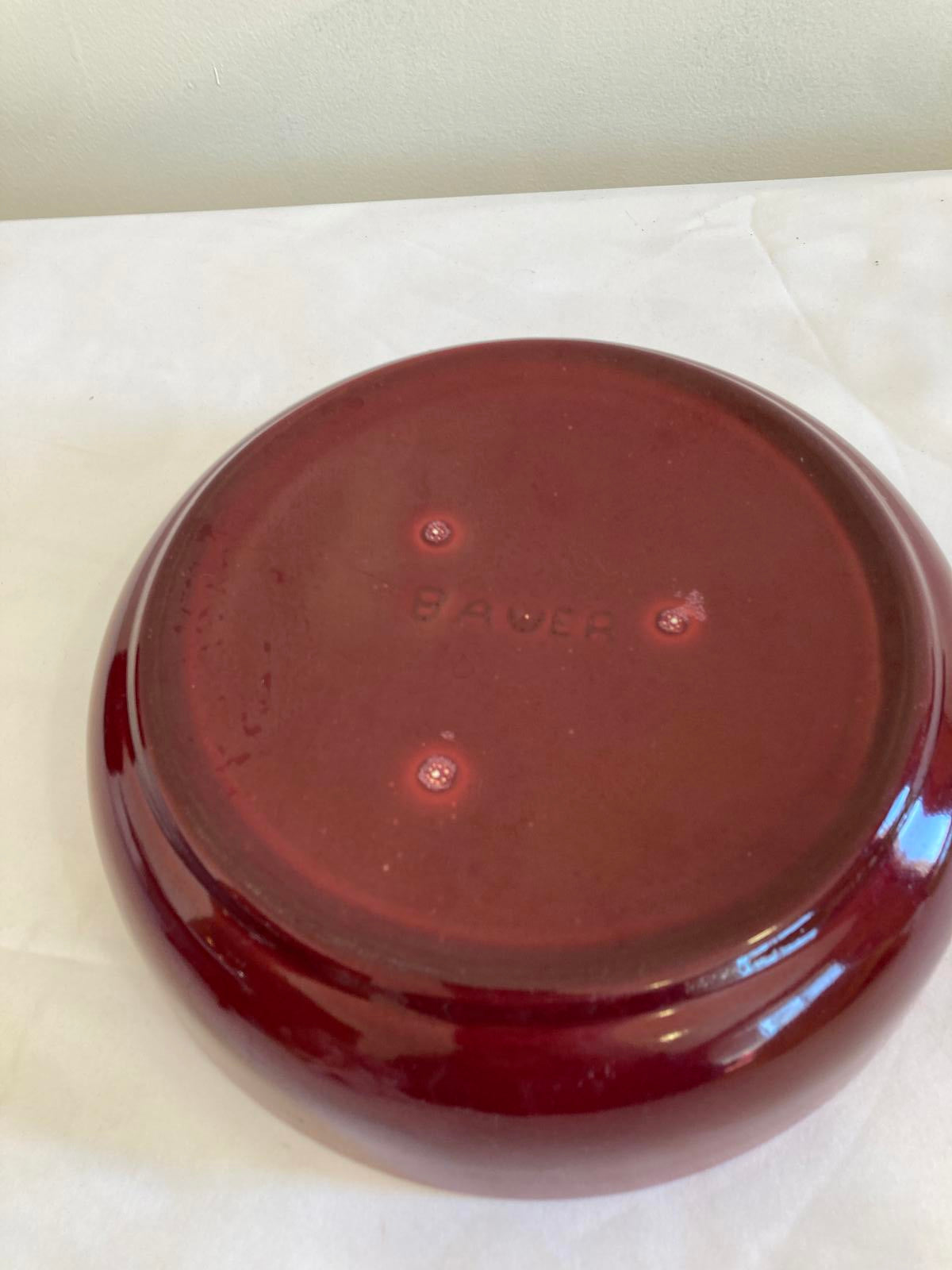Vintage Bauer Pottery 8.75” Red Serving Bowl California Art Pottery