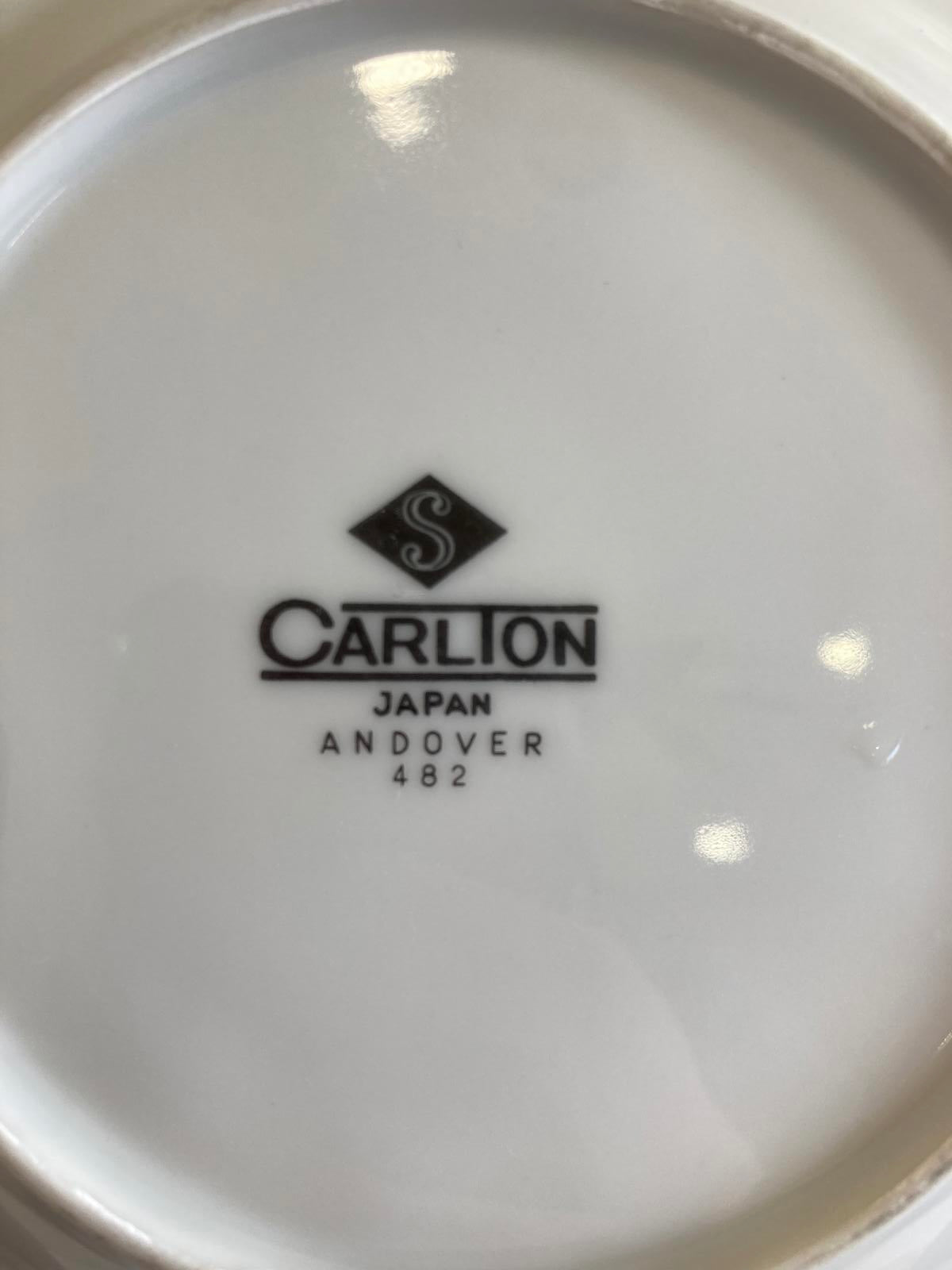Set of 7 Vintage Carlton Andover Bread Plates,Made in Japan Gray Floral Gold Rim