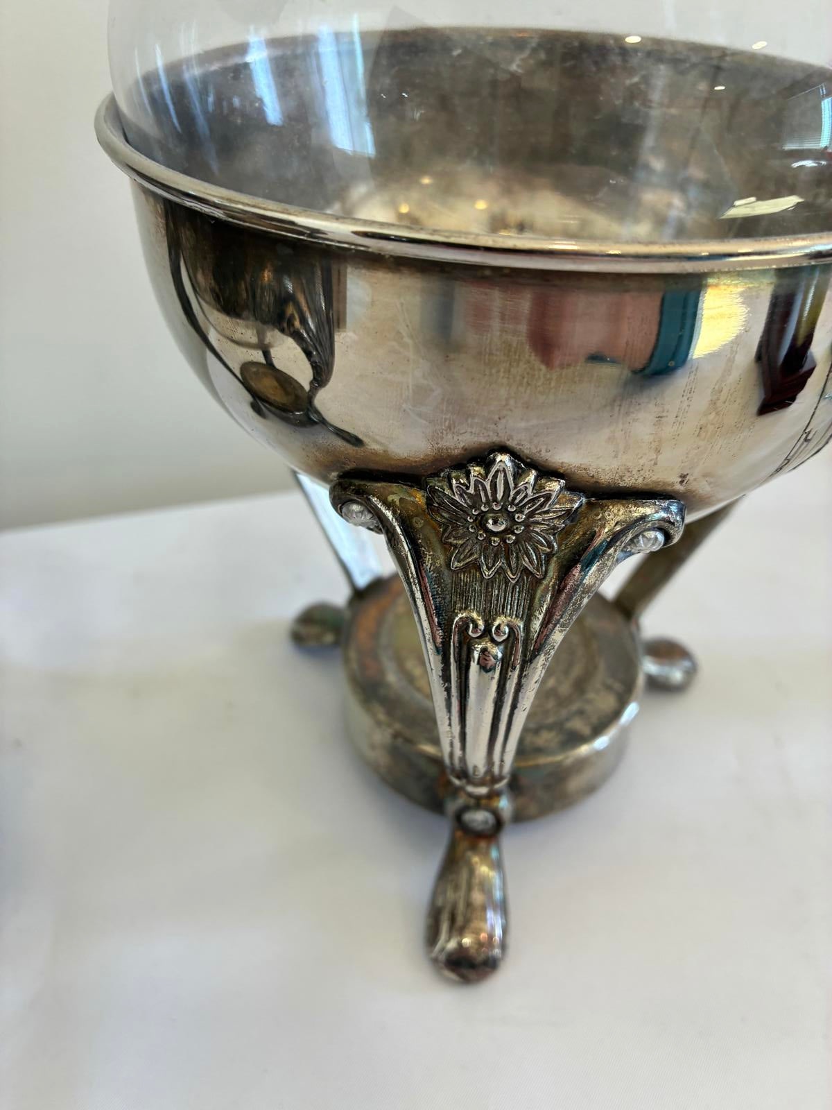 Vintage Glass Coffee Pots with Silverplate Holders Pair Victorian Style