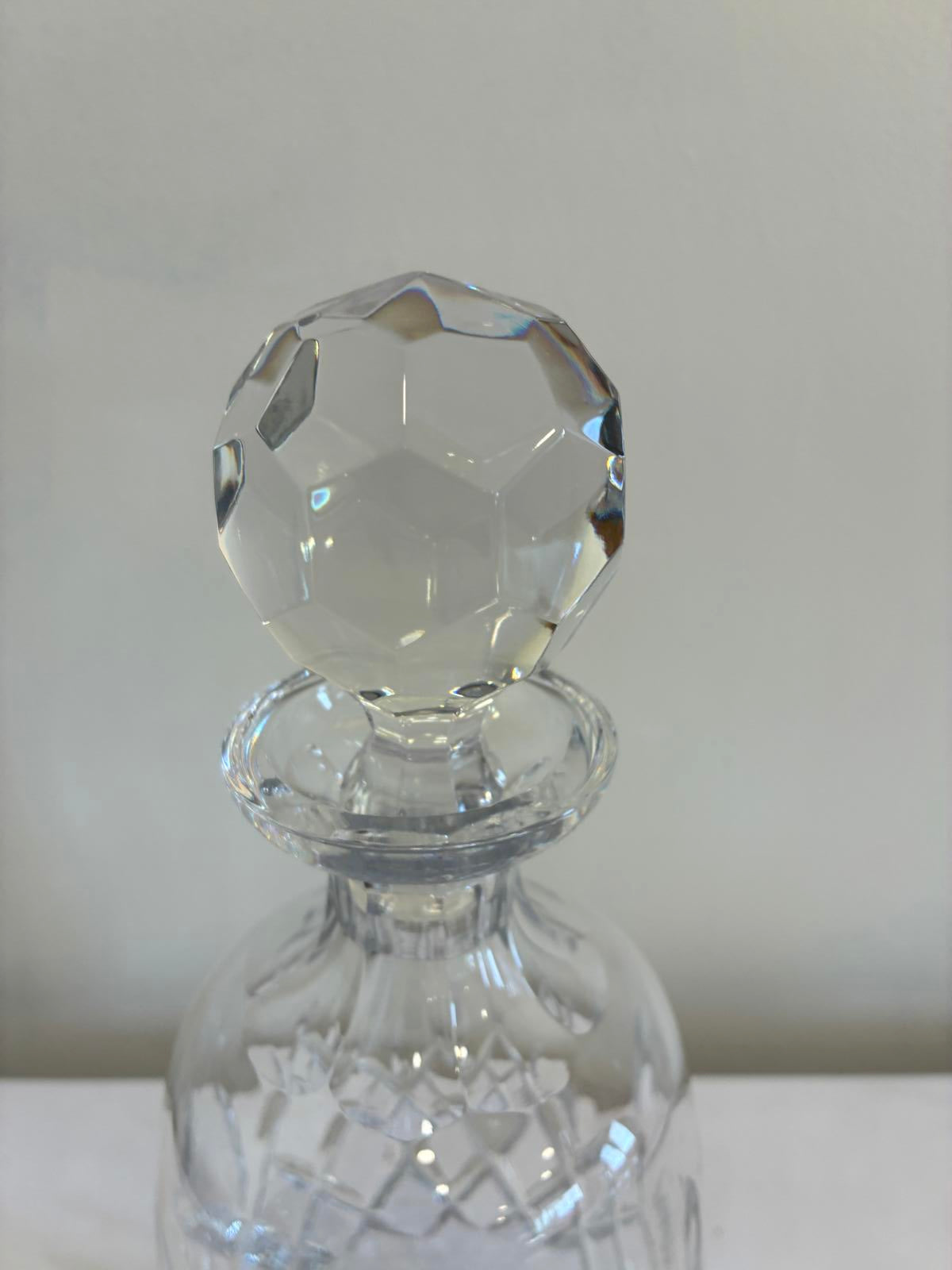 Vintage Cut Crystal Decanter Faceted Stopper Barware