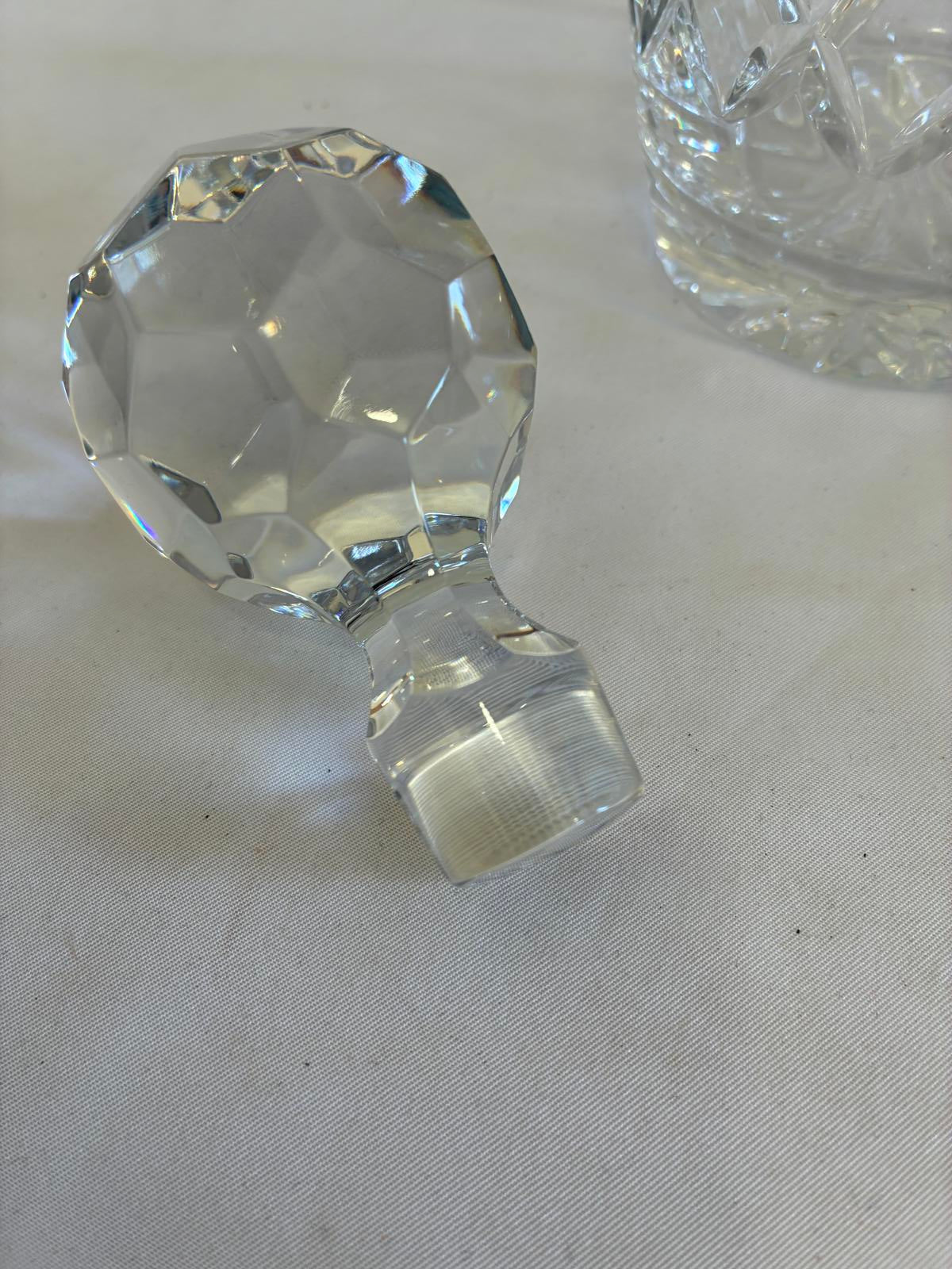 Vintage Cut Crystal Decanter Faceted Stopper Barware