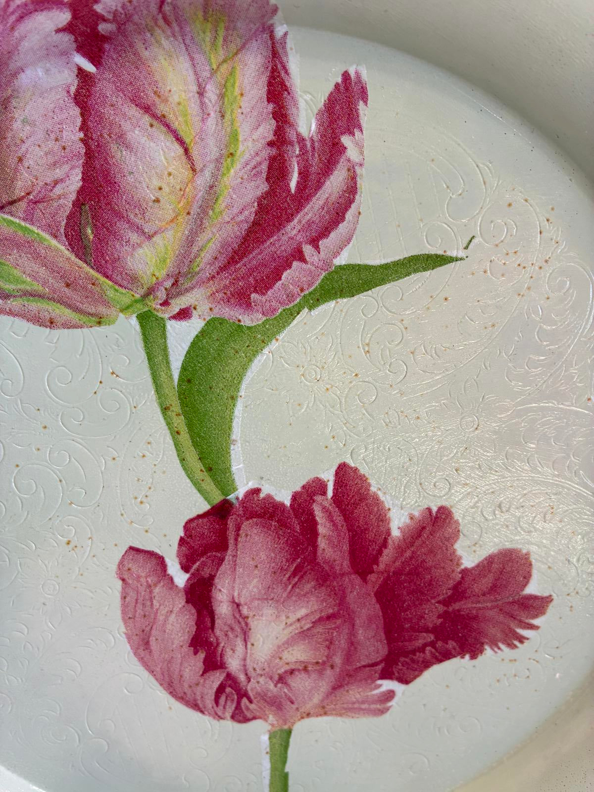 Hand Painted Silverplate Tray with Floral Design