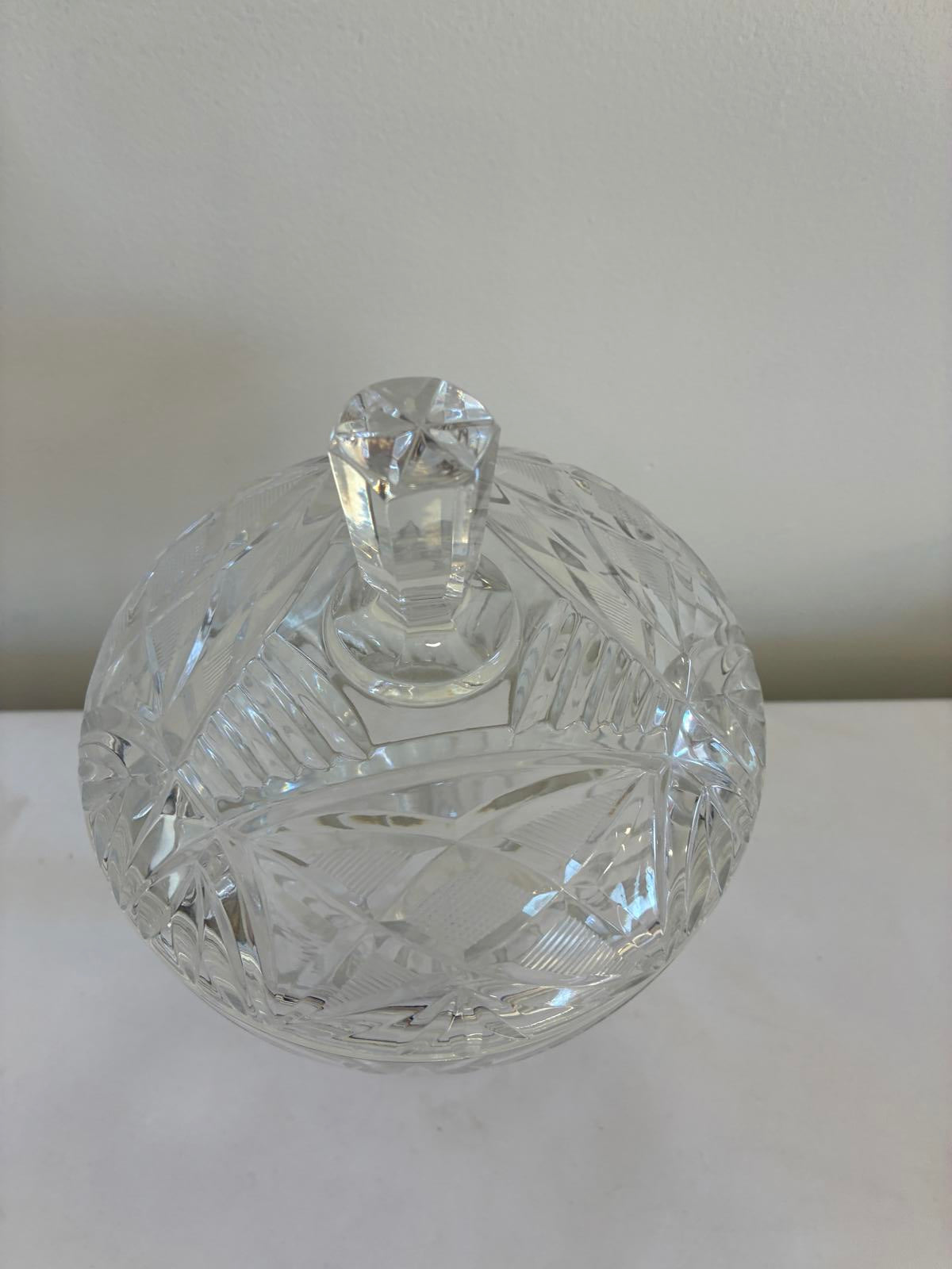Vintage Cut Crystal Pedestal Candy Dish with Lid Elegant Glass Vintage Finds