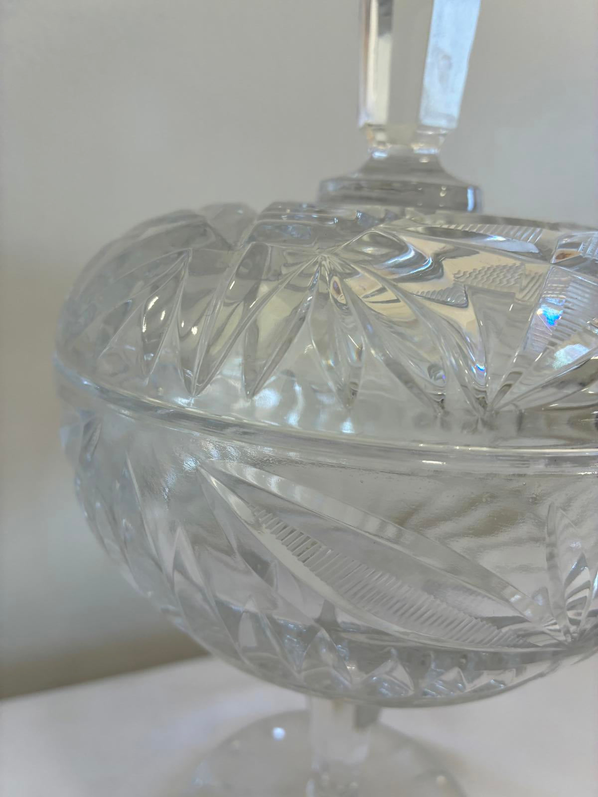 Vintage Cut Crystal Pedestal Candy Dish with Lid Elegant Glass Vintage Finds
