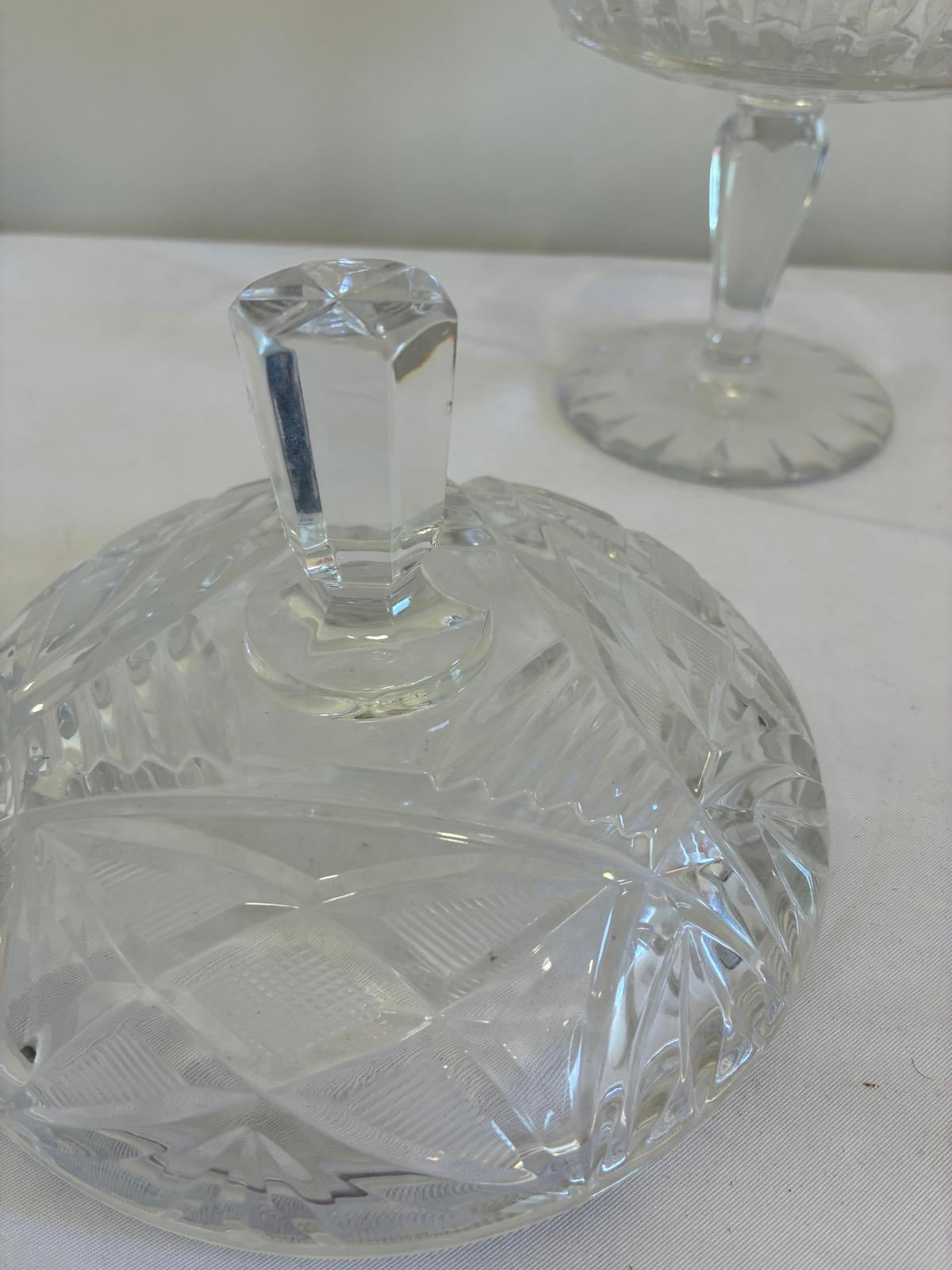 Vintage Cut Crystal Pedestal Candy Dish with Lid Elegant Glass Vintage Finds