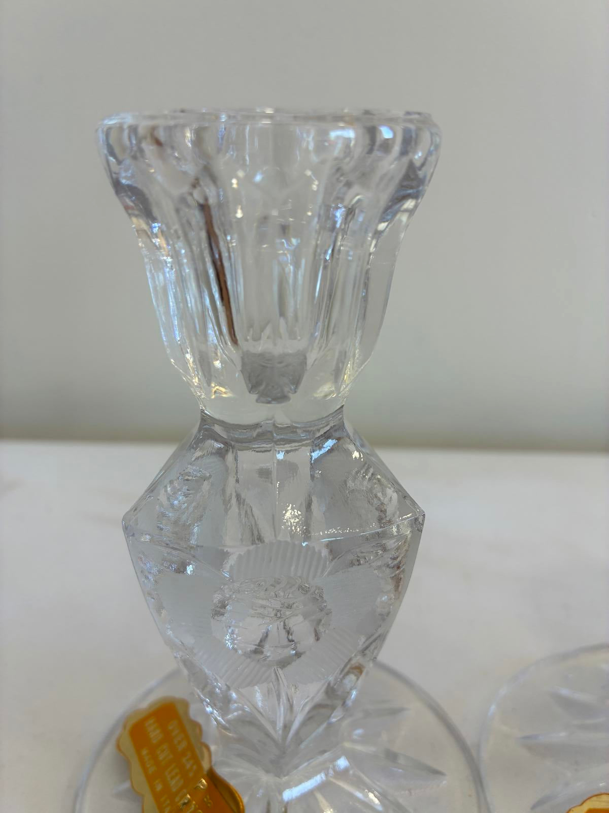 Rosa Di Roma Crystal Candle Holders Made in Italy Set of 2 Vintage Finds