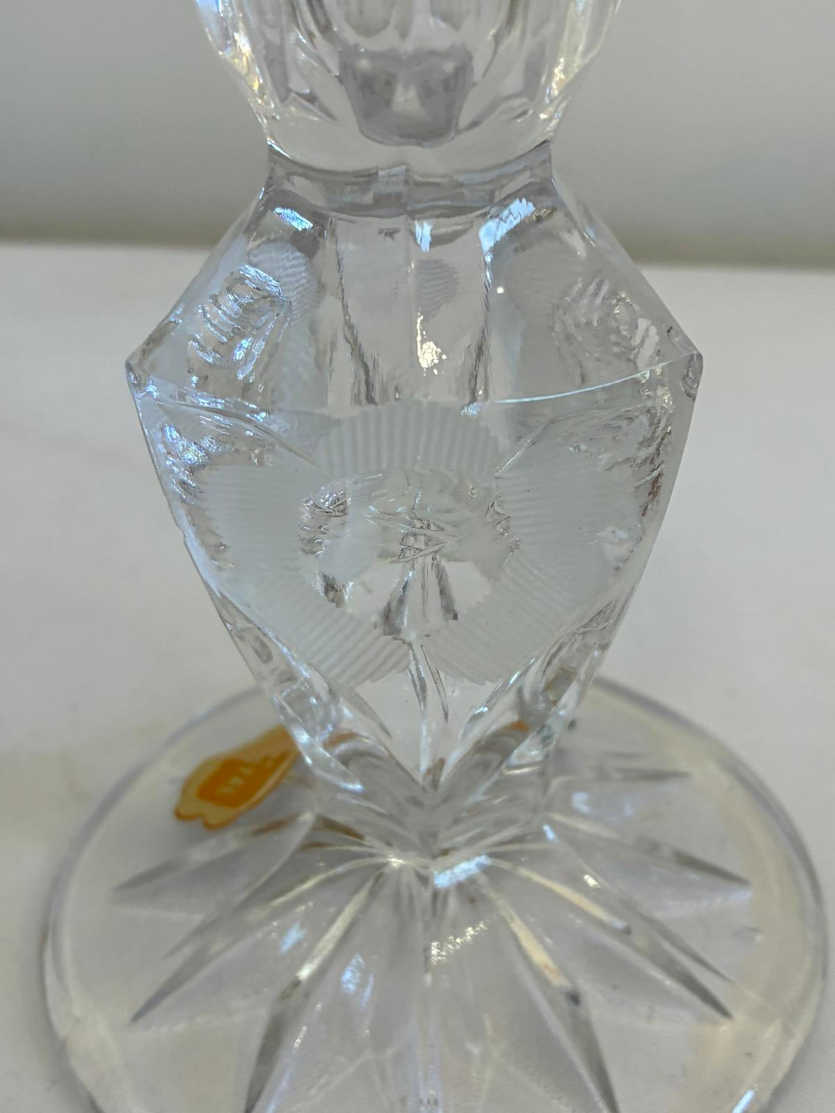 Rosa Di Roma Crystal Candle Holders Made in Italy Set of 2 Vintage Finds