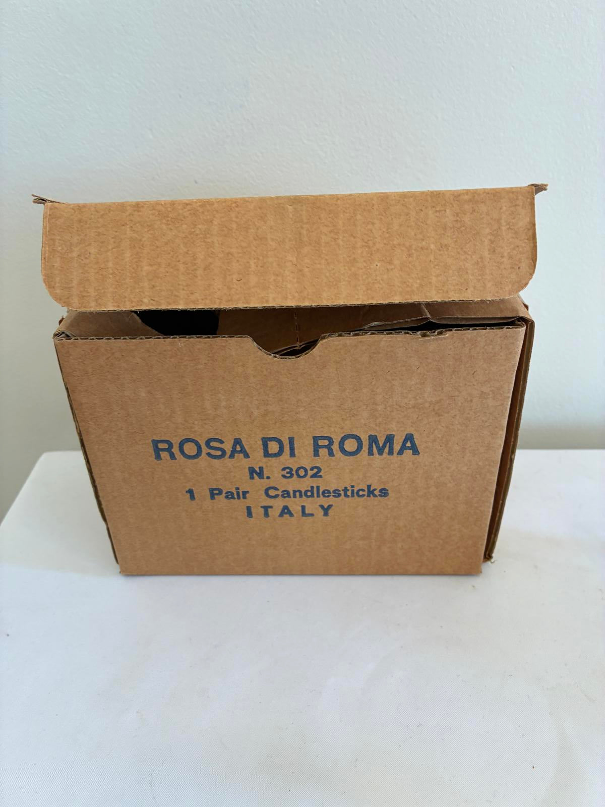 Rosa Di Roma Crystal Candle Holders Made in Italy Set of 2 Vintage Finds