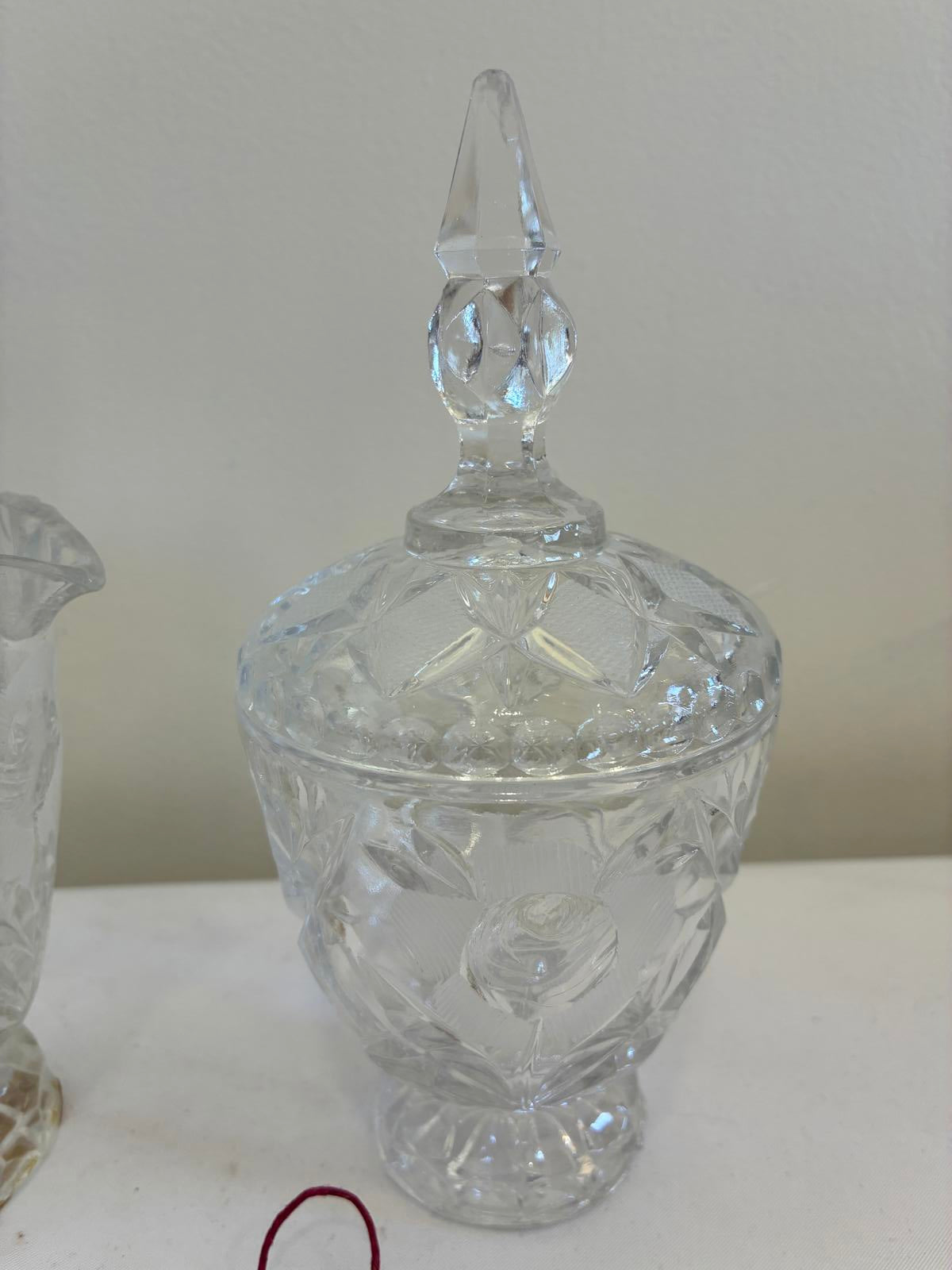 Rosa Di Roma Crystal Creamer and Sugar Set Made in Italy Vintage Finds