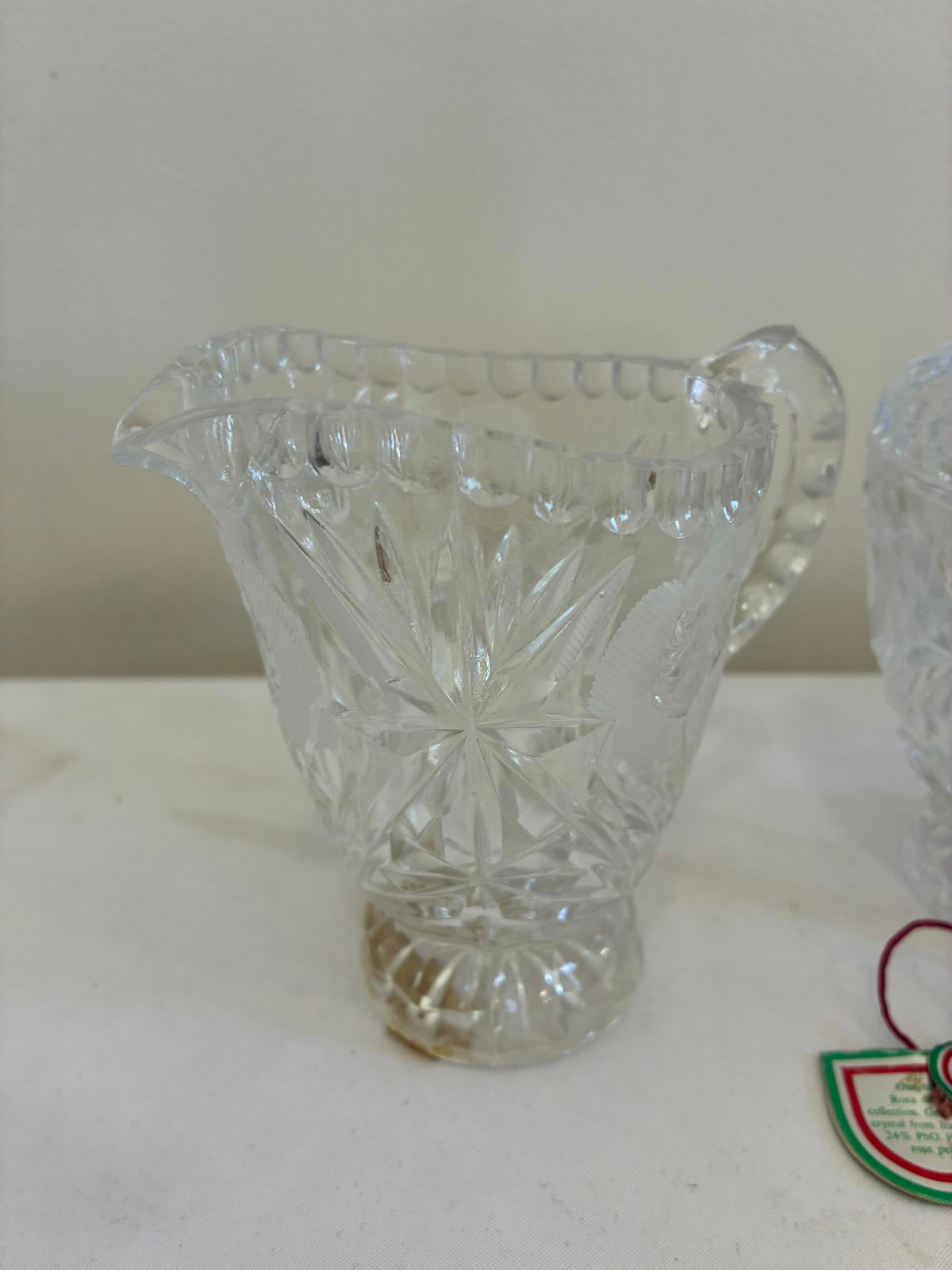 Rosa Di Roma Crystal Creamer and Sugar Set Made in Italy Vintage Finds
