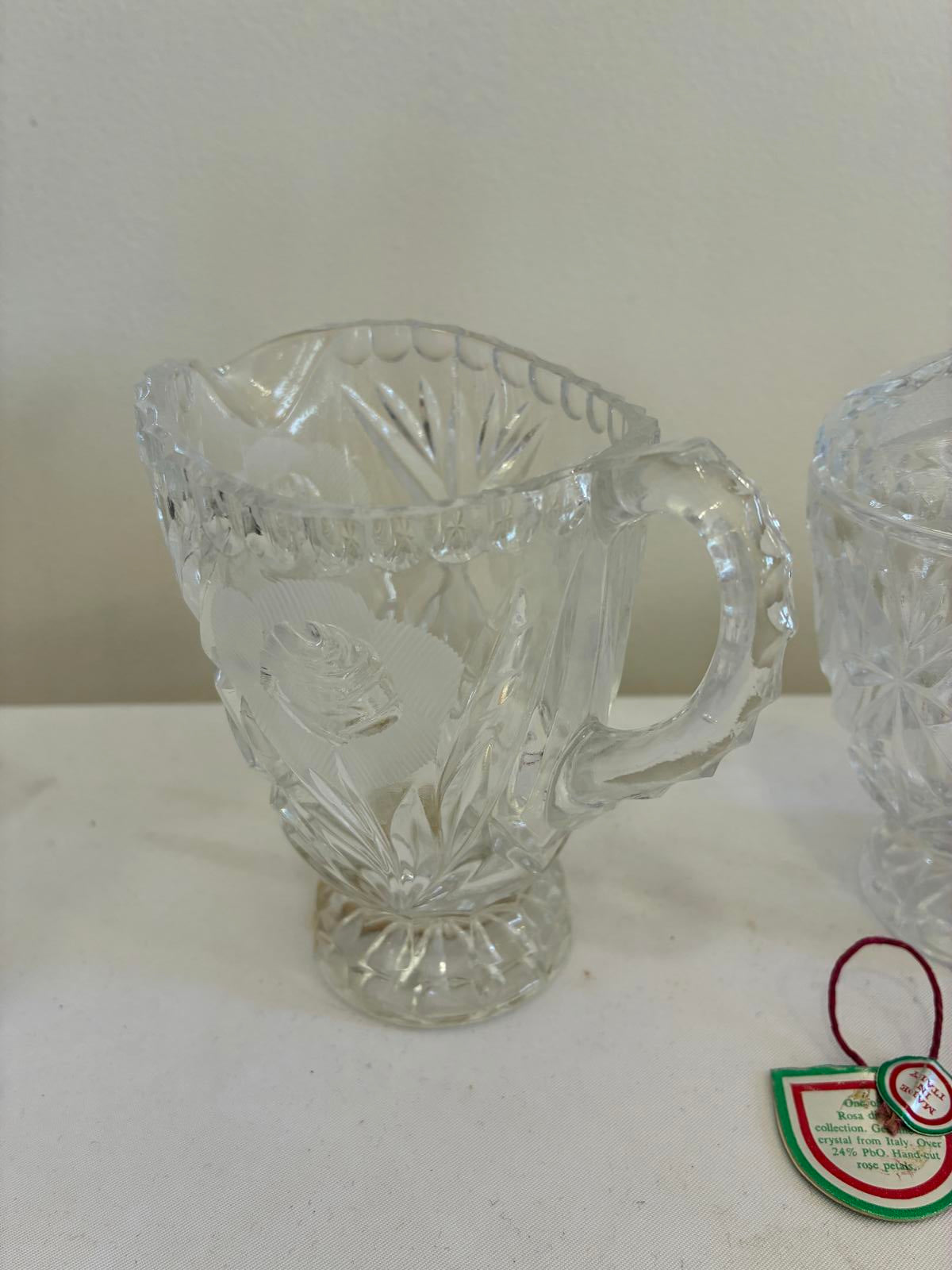 Rosa Di Roma Crystal Creamer and Sugar Set Made in Italy Vintage Finds