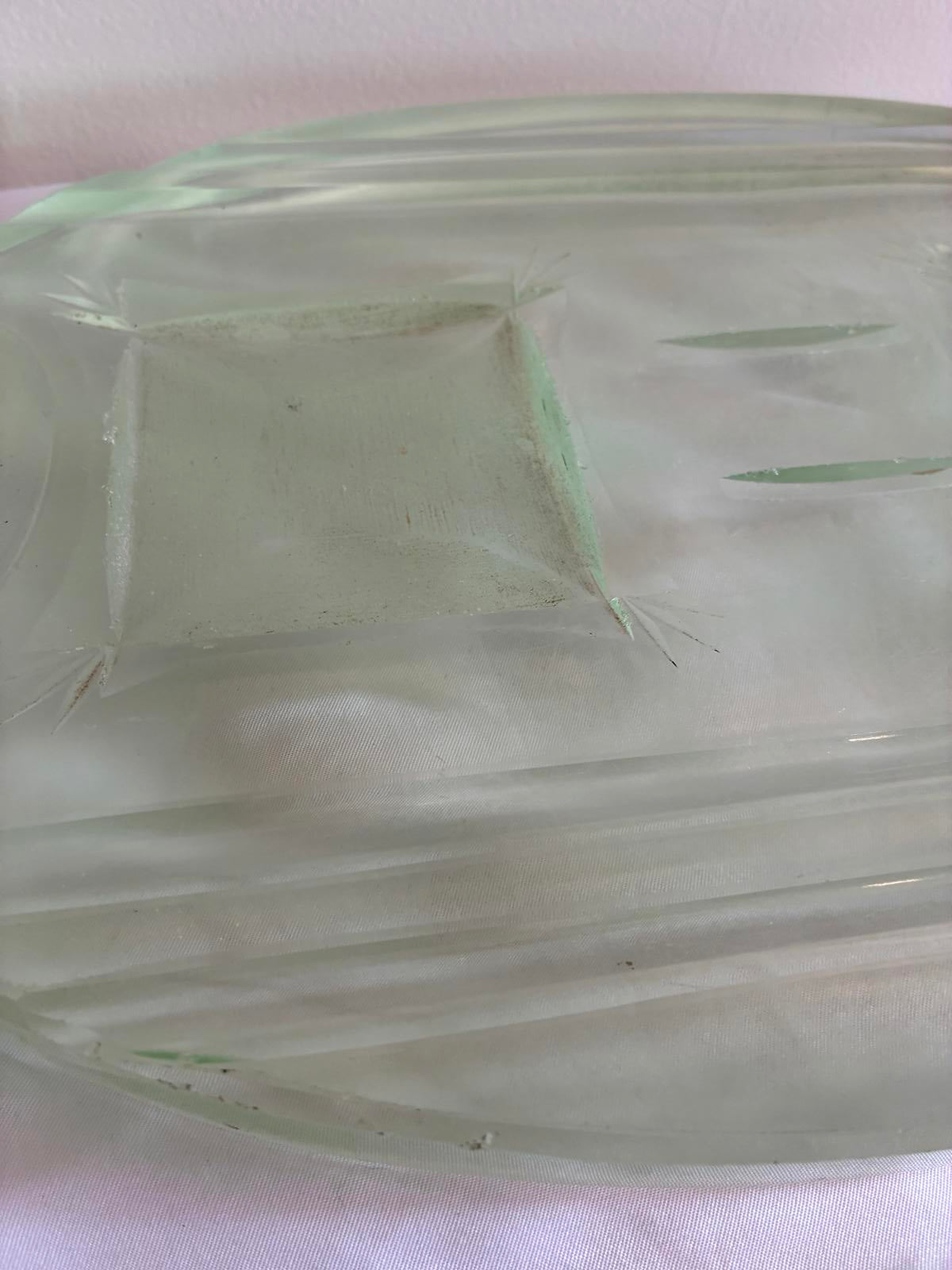 Vintage Green Glass Desk Organizer Tray, Art Deco Office Catchall Vanity Tray