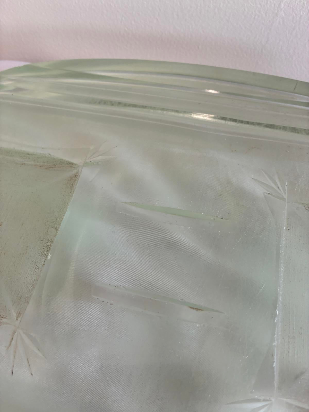 Vintage Green Glass Desk Organizer Tray, Art Deco Office Catchall Vanity Tray