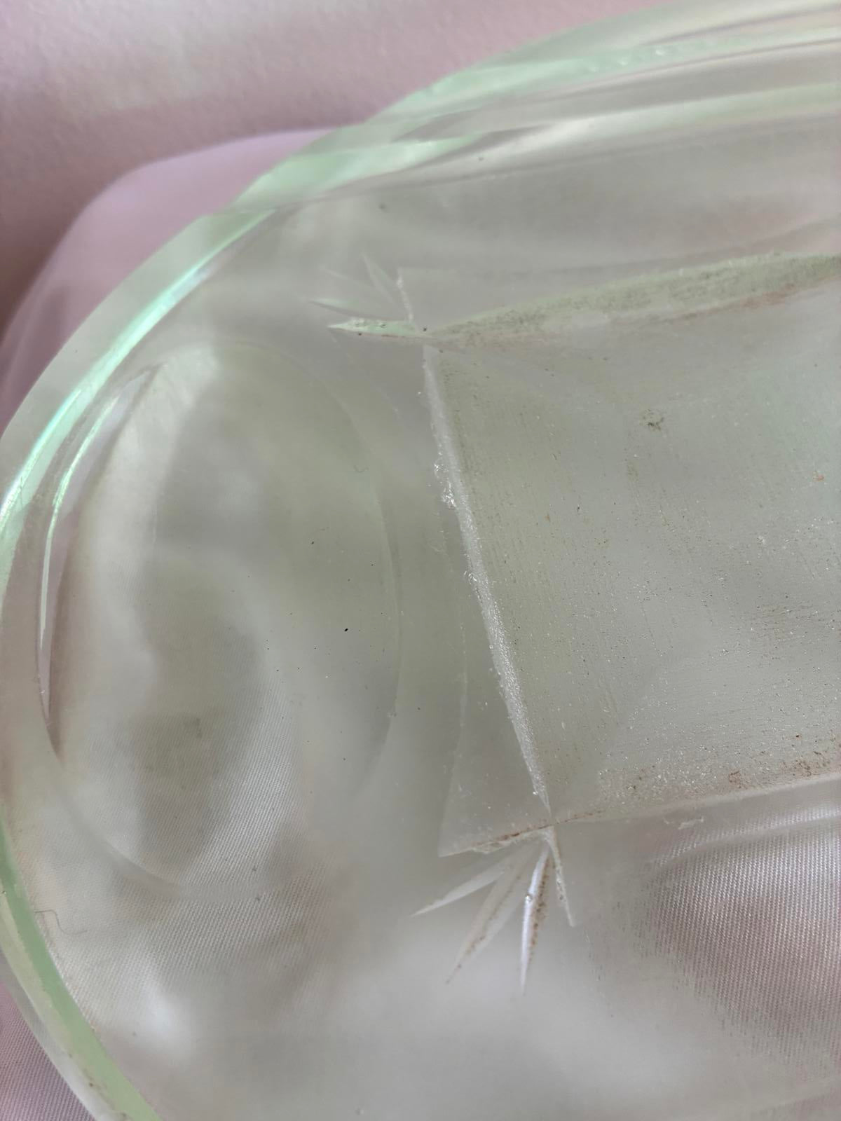 Vintage Green Glass Desk Organizer Tray, Art Deco Office Catchall Vanity Tray