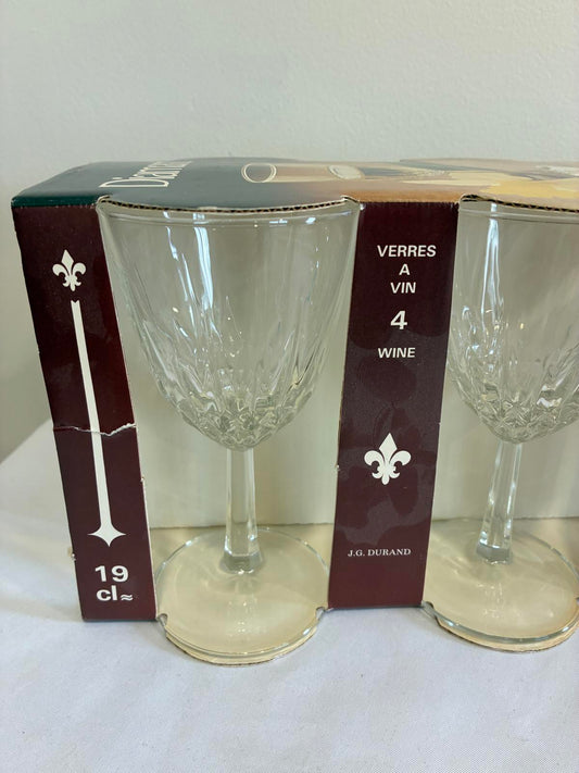 Vintage Diamant by Durand Wine Glasses Set of 8 French Crystal with Original Box