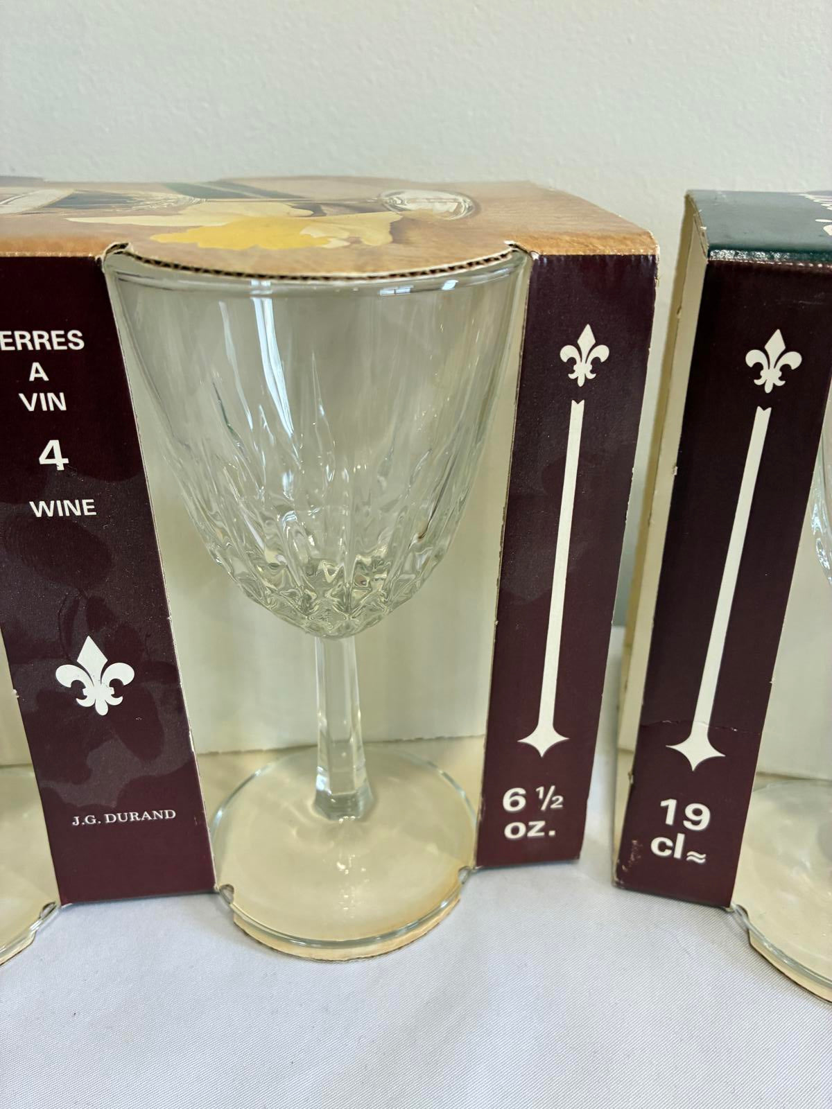 Vintage Diamant by Durand Wine Glasses Set of 8 French Crystal with Original Box