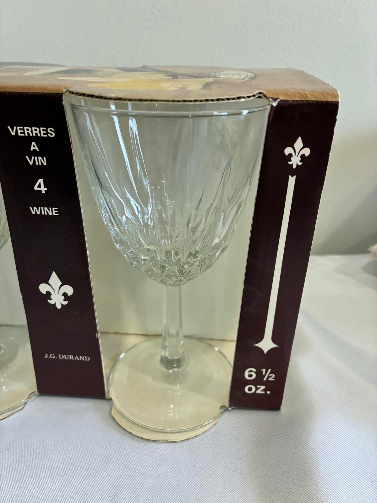 Vintage Diamant by Durand Wine Glasses Set of 8 French Crystal with Original Box