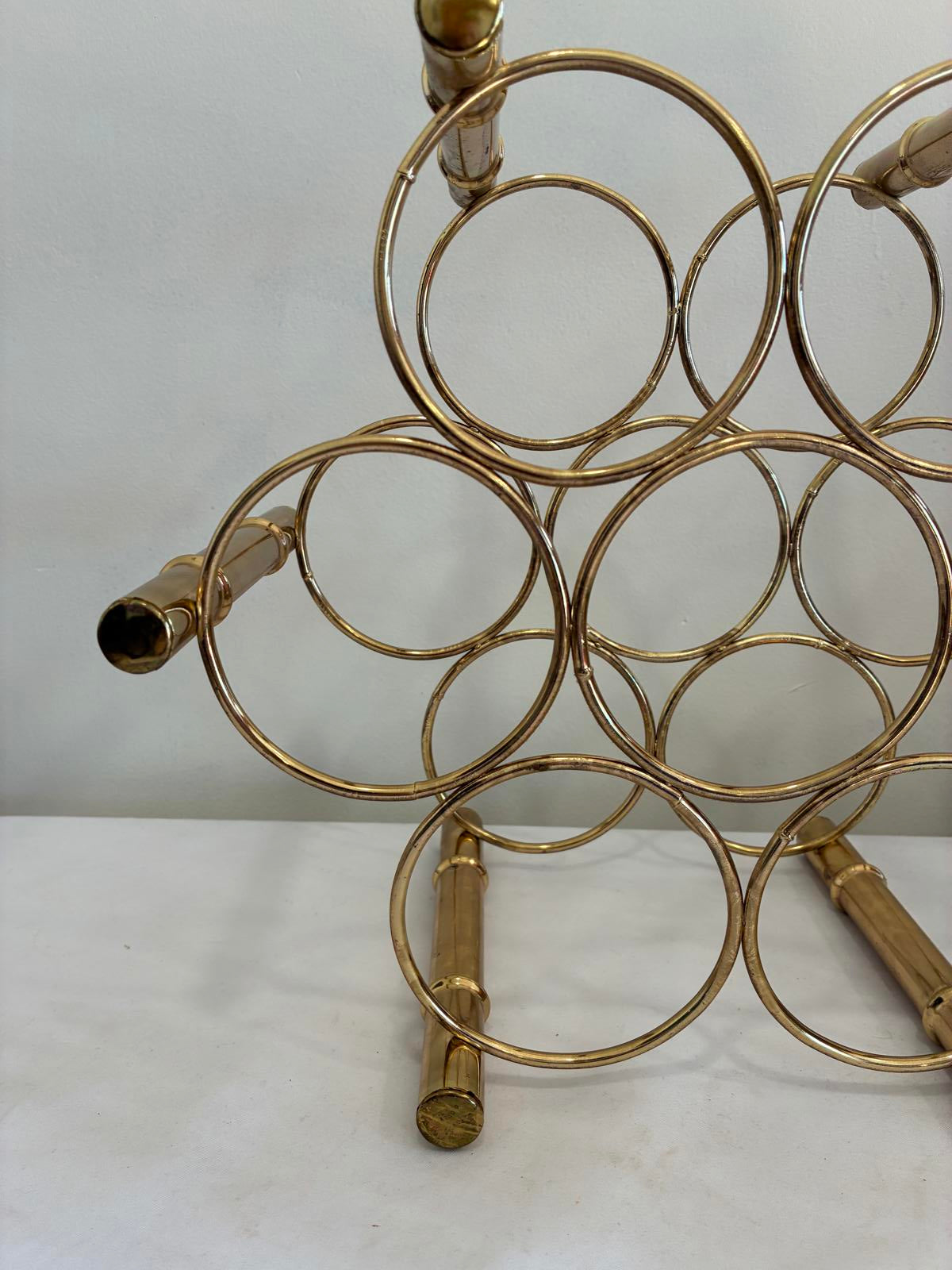 Vintage Brass Wine Rack, Mid Century Modern Bottle Holder, Hollywood Regency