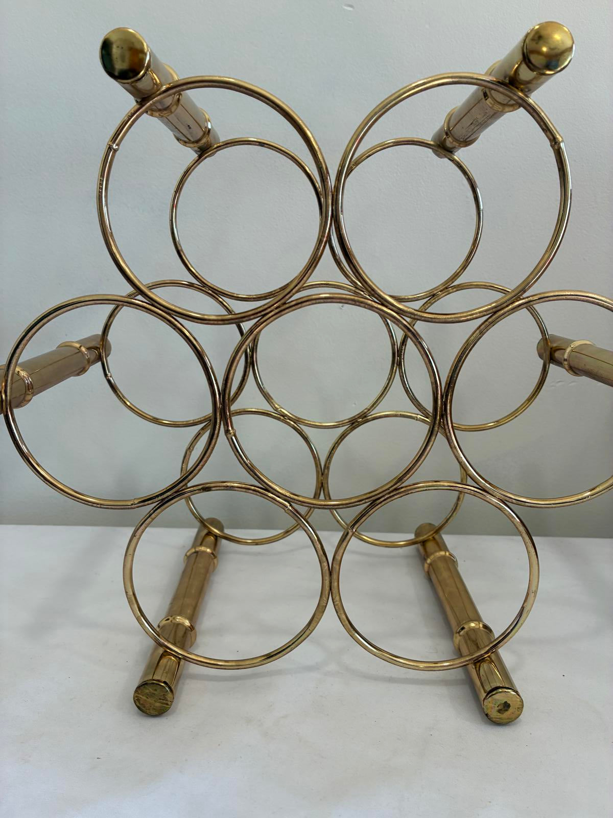 Vintage Brass Wine Rack, Mid Century Modern Bottle Holder, Hollywood Regency