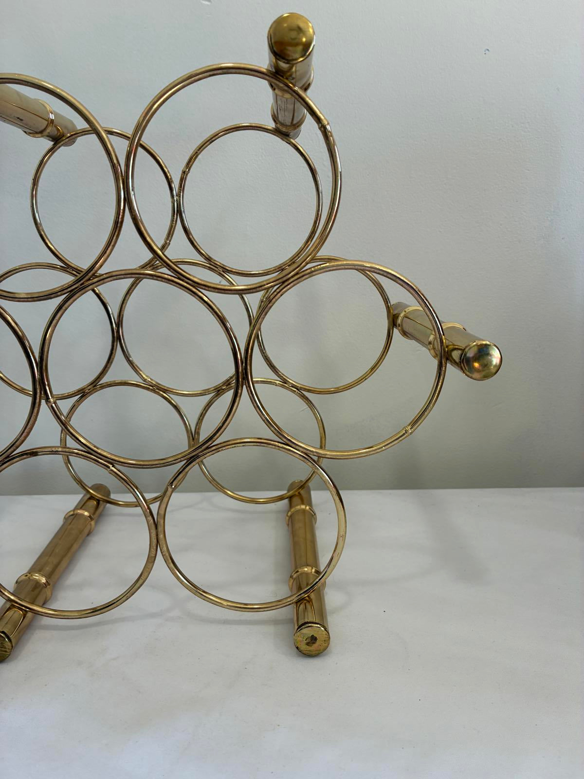 Vintage Brass Wine Rack, Mid Century Modern Bottle Holder, Hollywood Regency