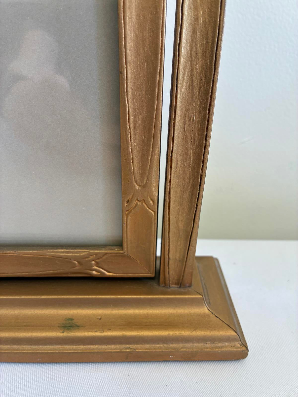 Vintage Art Deco Swing Picture Frame, Gold Tone Tabletop Frame