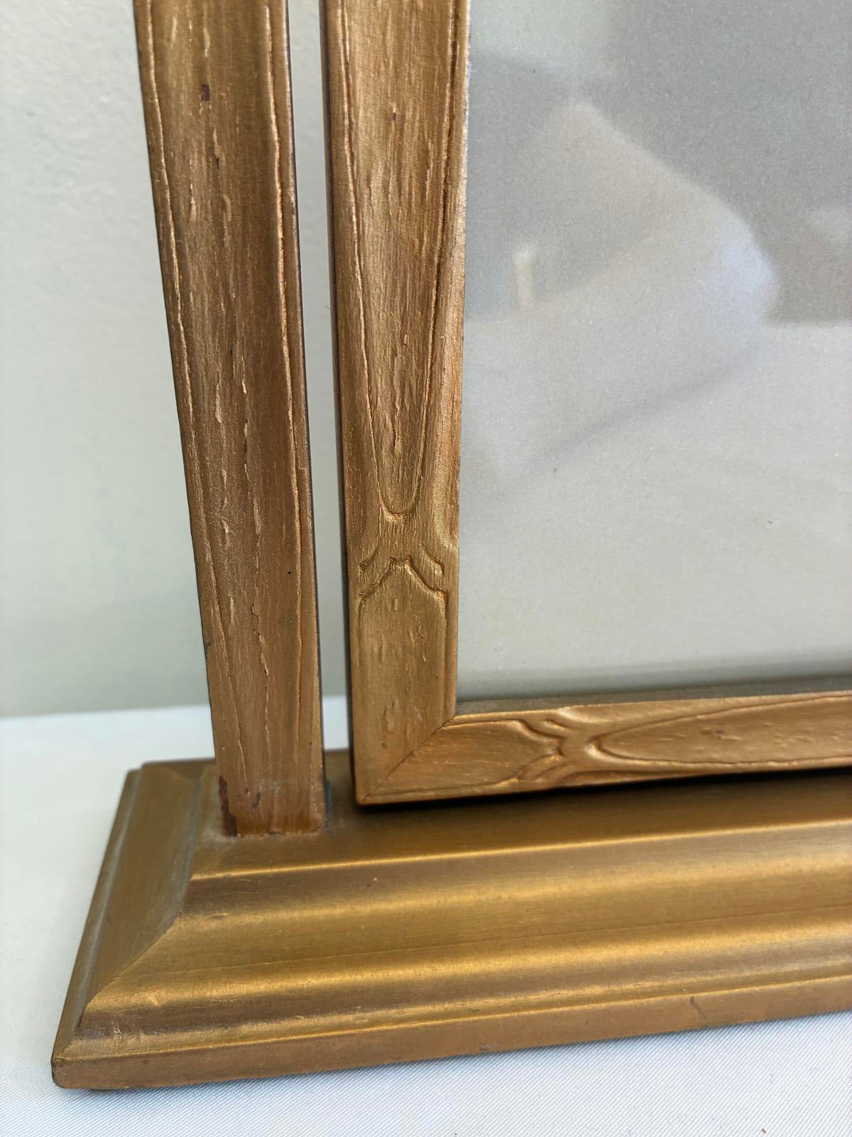 Vintage Art Deco Swing Picture Frame, Gold Tone Tabletop Frame