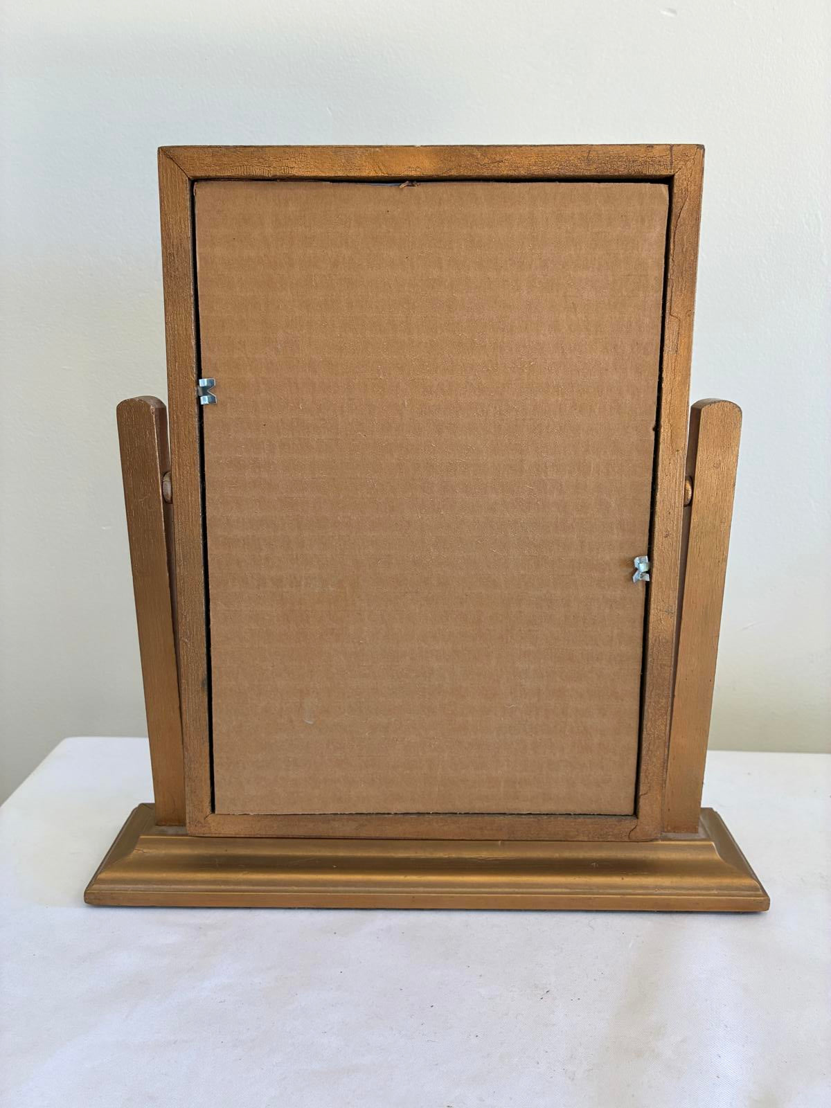 Vintage Art Deco Swing Picture Frame, Gold Tone Tabletop Frame