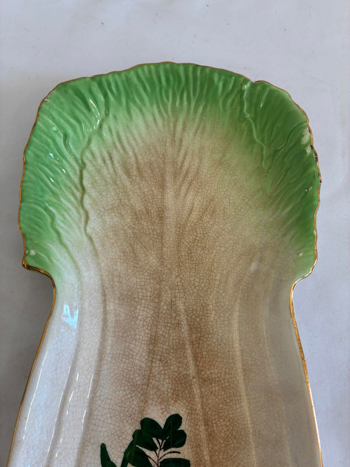 Vintage Ceramic Celery Dish, Hand Painted Vegetable Serving Tray Mid-Century