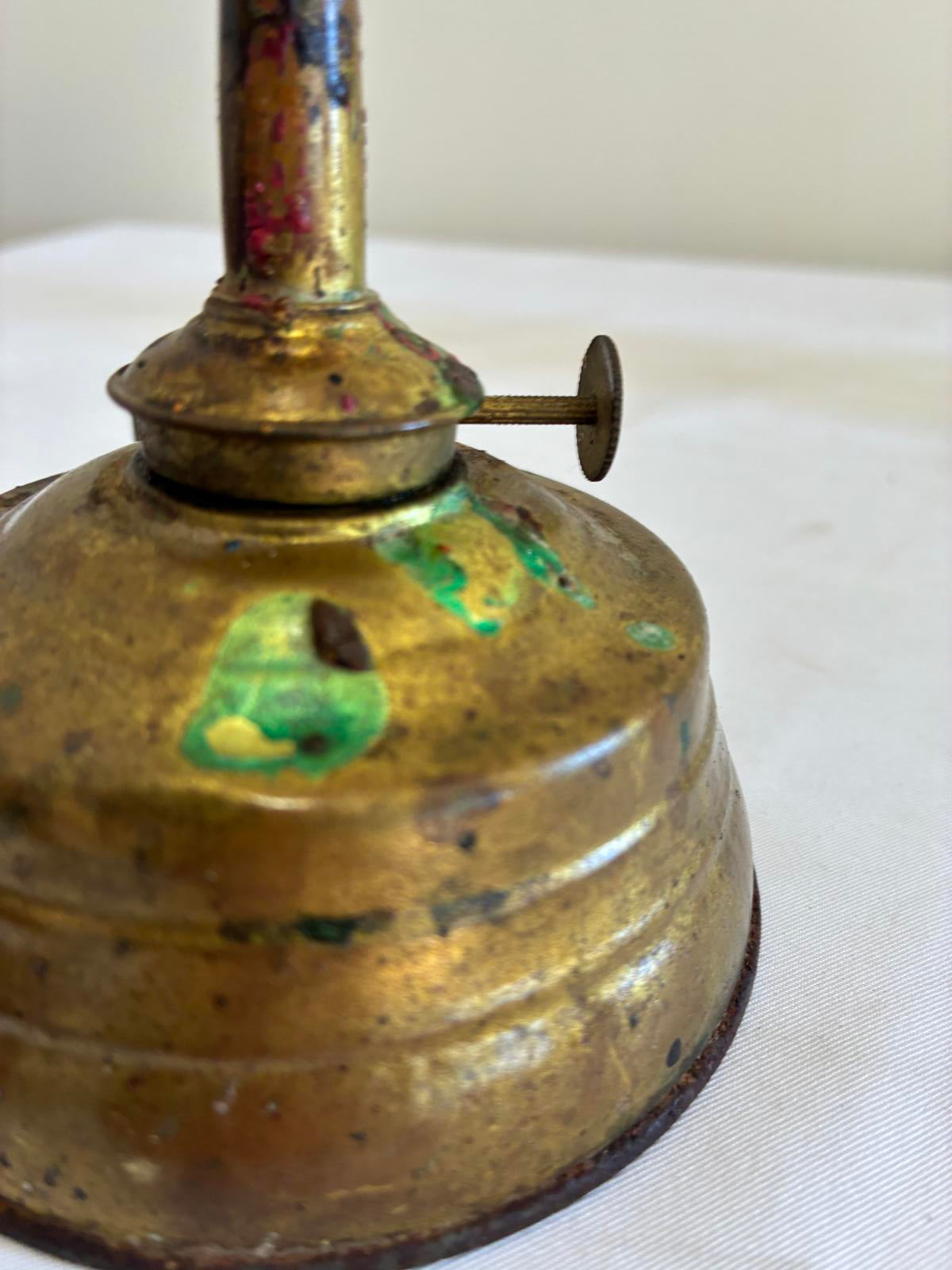 Antique Brass Finger Oil Lamp Primitive Rustic Lighting, Made in USA