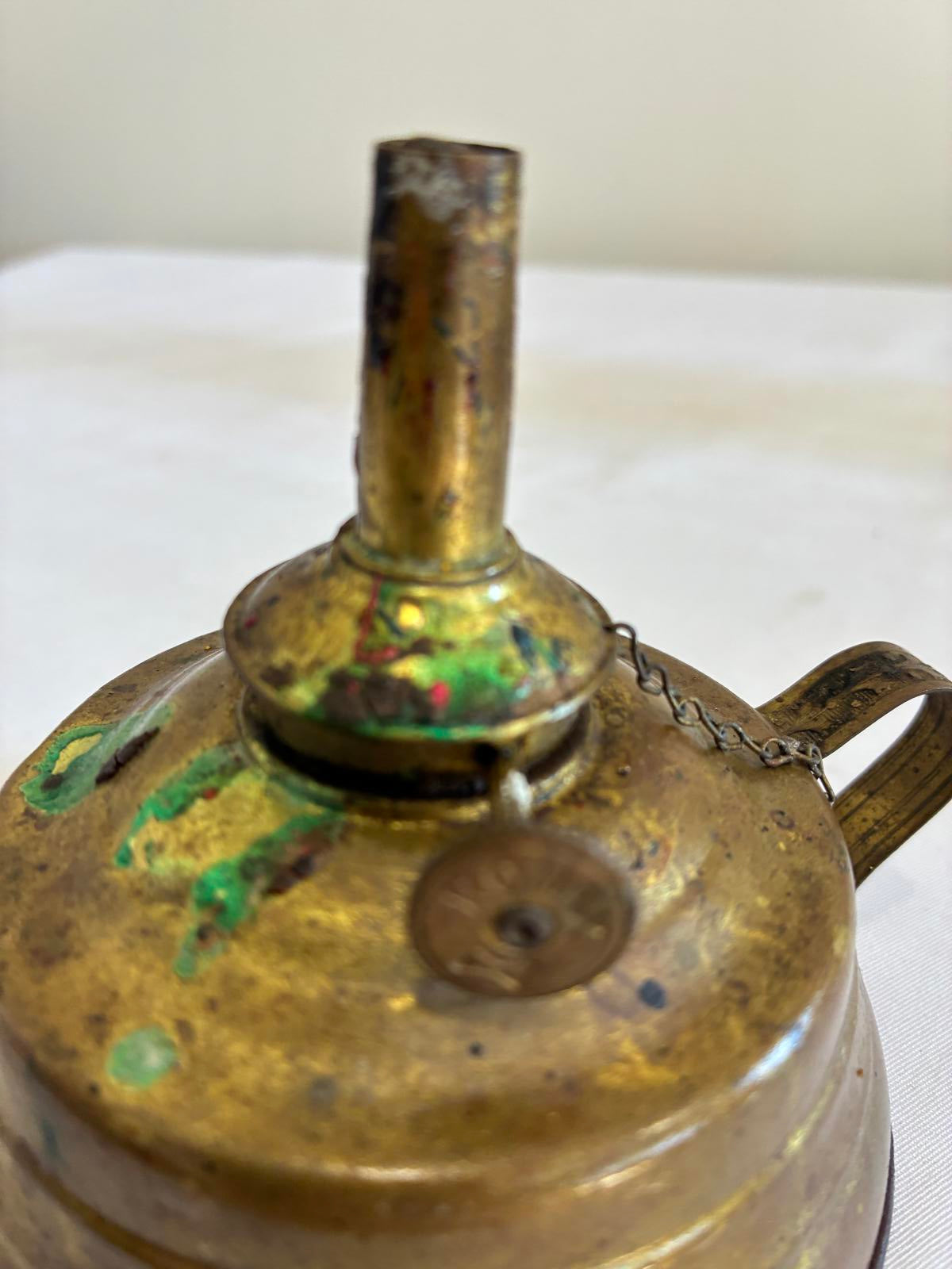 Antique Brass Finger Oil Lamp Primitive Rustic Lighting, Made in USA