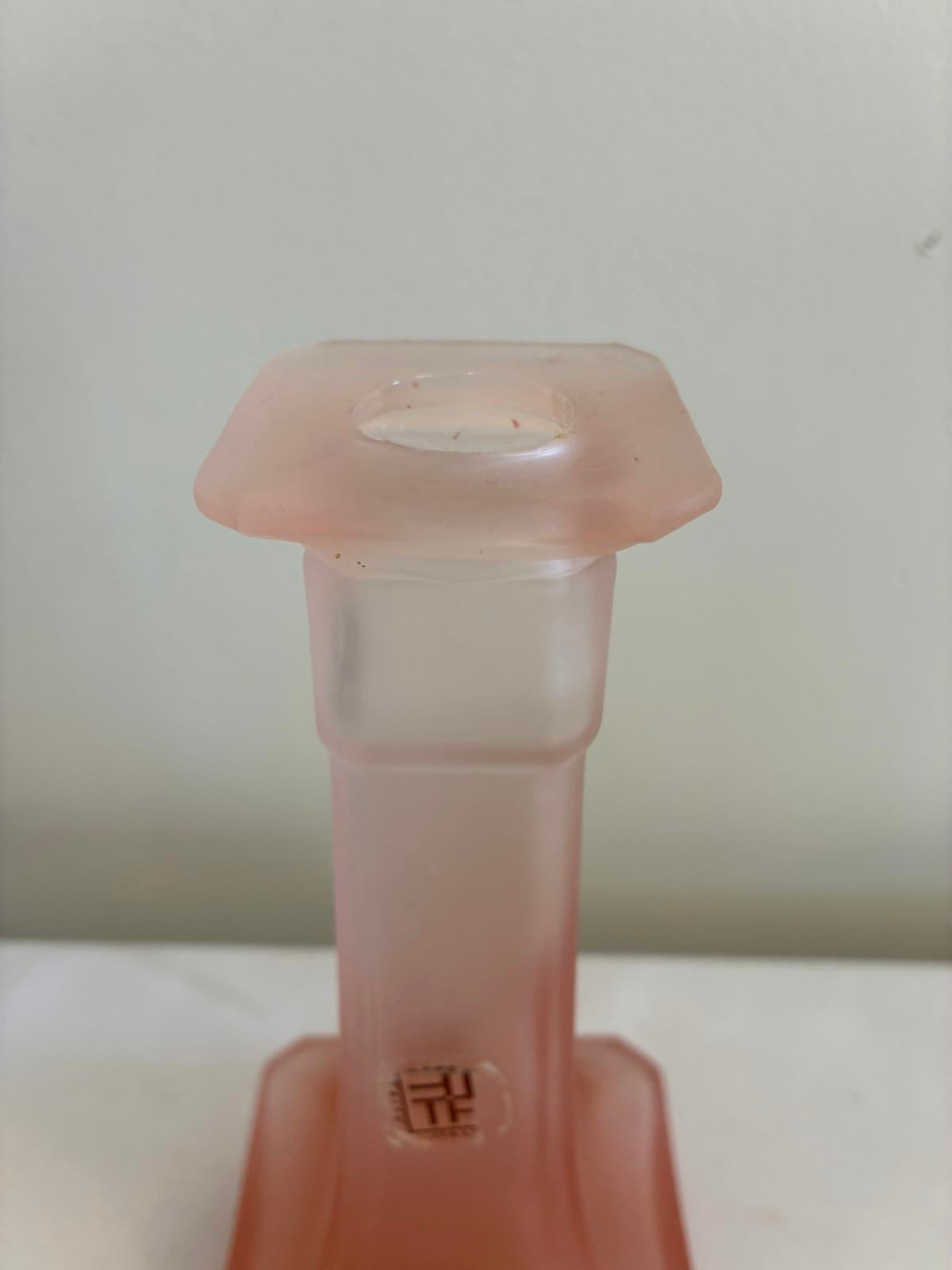 Taitu Italy Frosted Pink Glass Candleholder Satin Blush Taper Holder