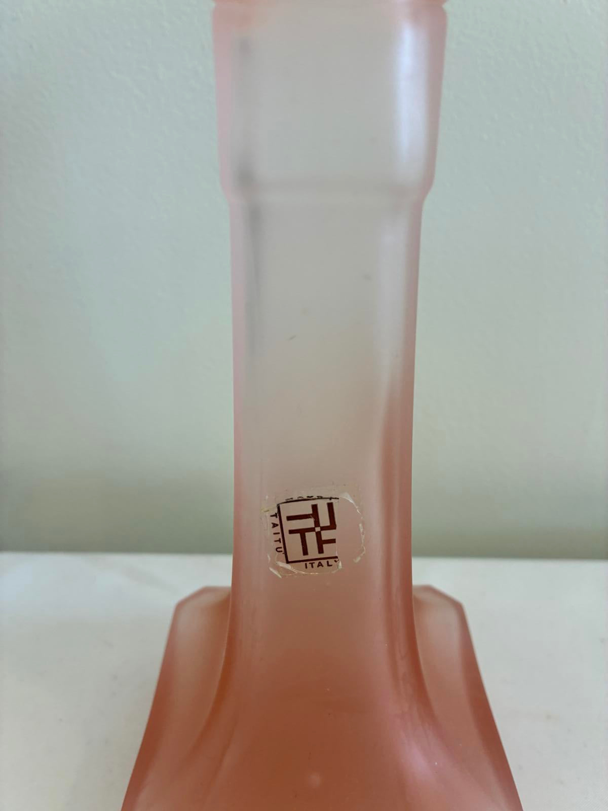 Taitu Italy Frosted Pink Glass Candleholder Satin Blush Taper Holder