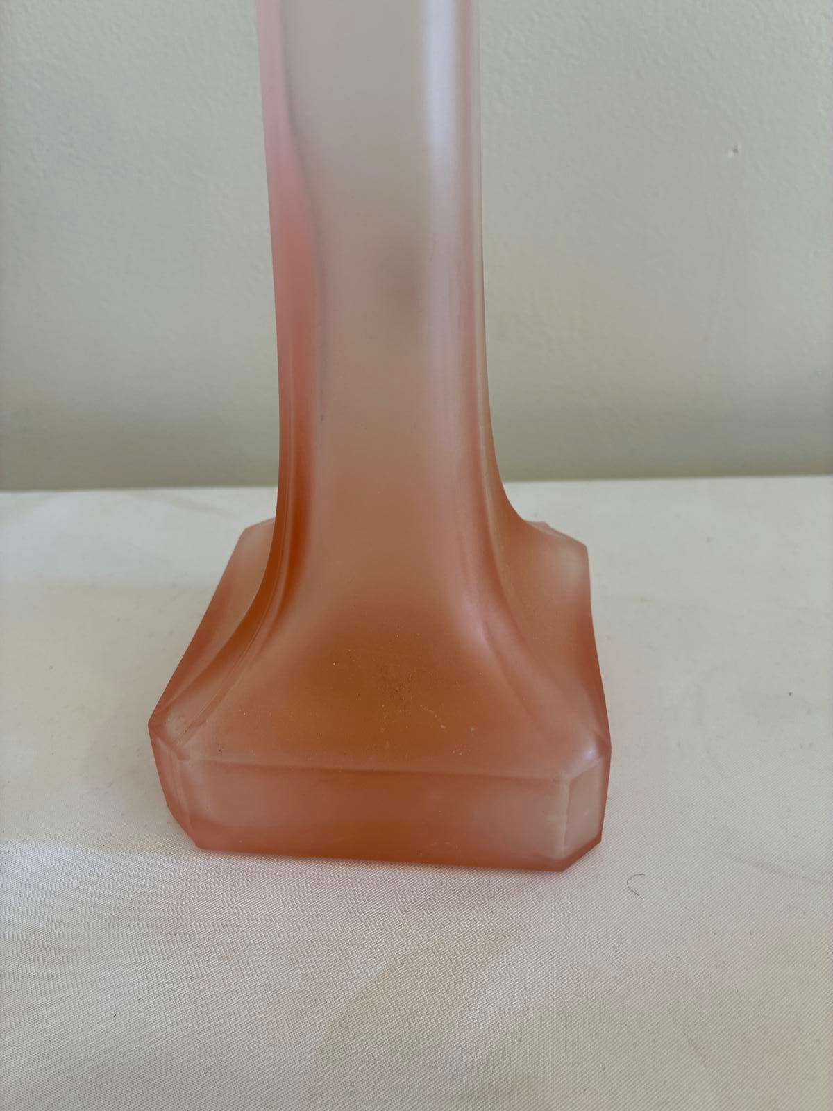 Taitu Italy Frosted Pink Glass Candleholder Satin Blush Taper Holder