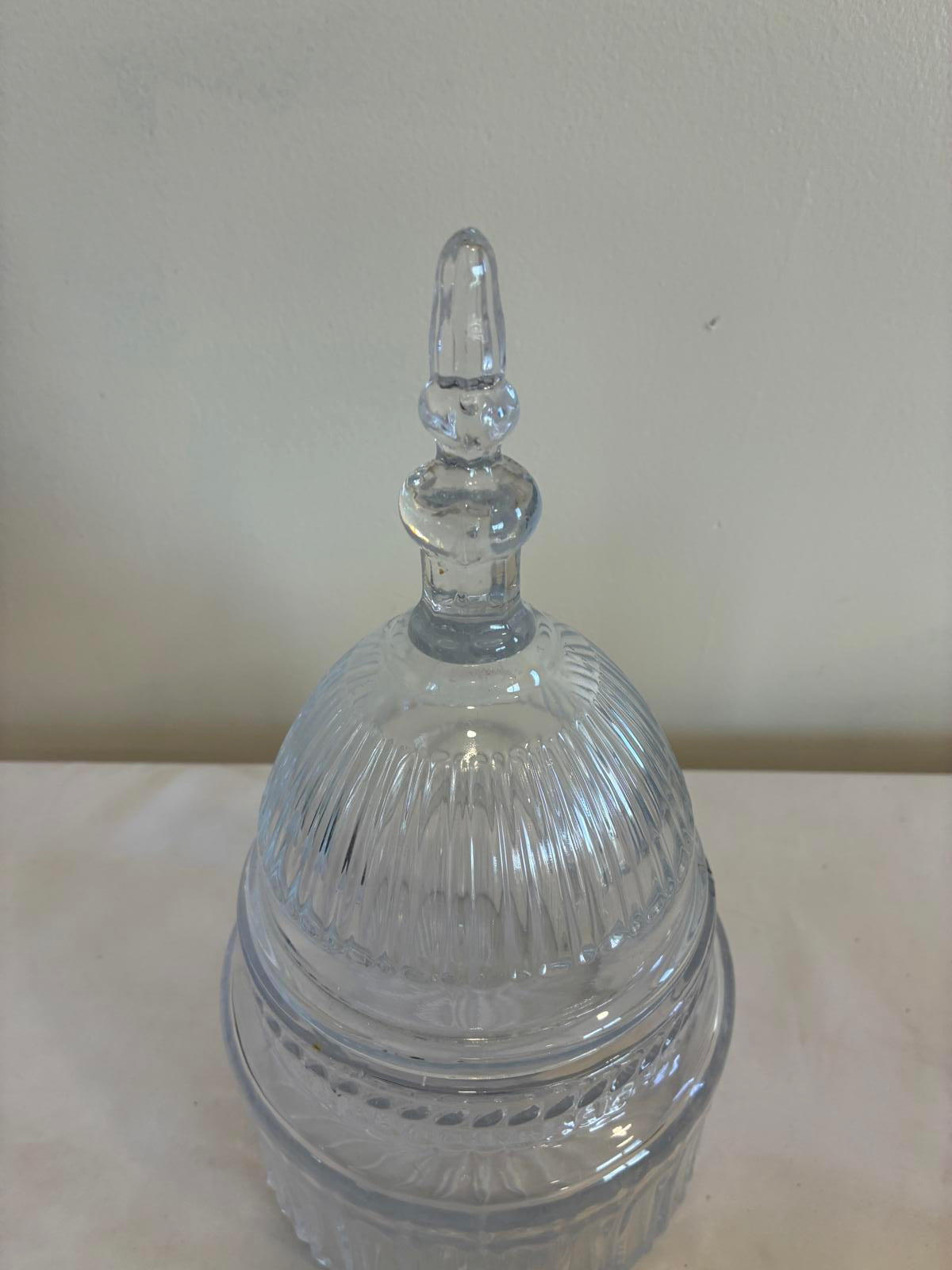 24% Lead Crystal Covered Candy Dish Bell Jar Cut Glass