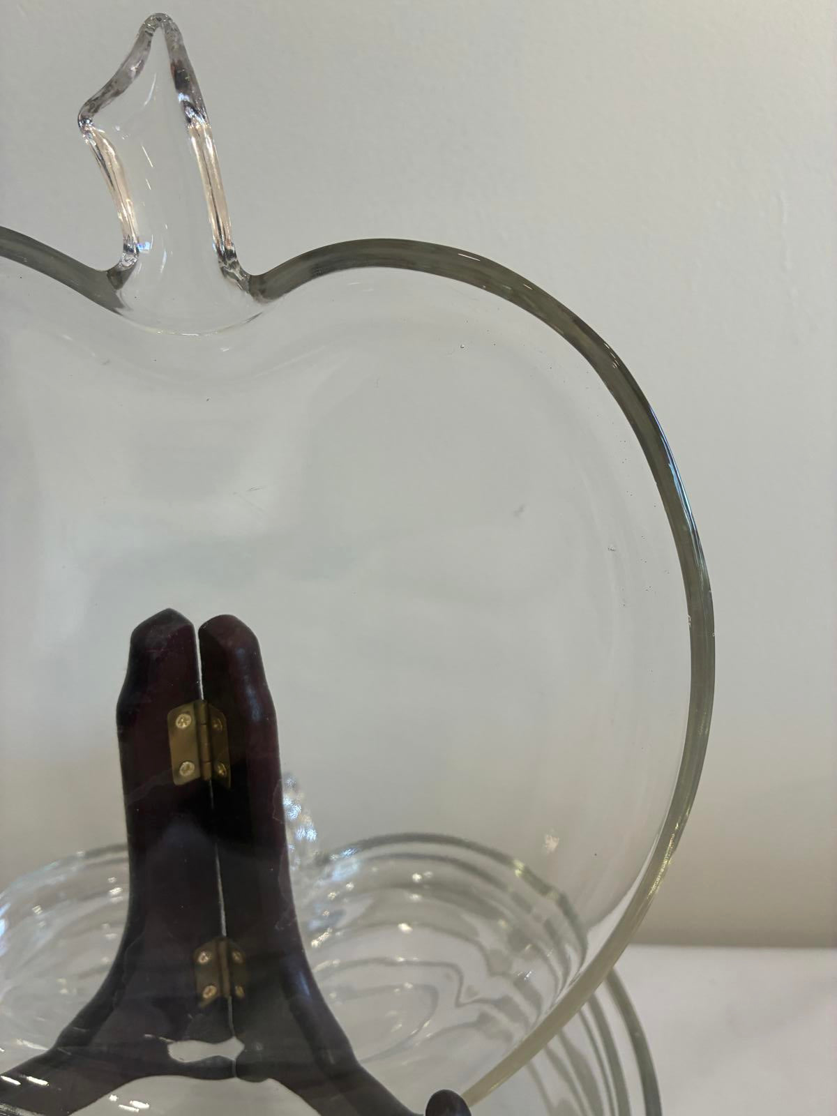 Vintage Clear Glass 8" Apple Plates Set of 8, Mid Century Pressed Glass Plates