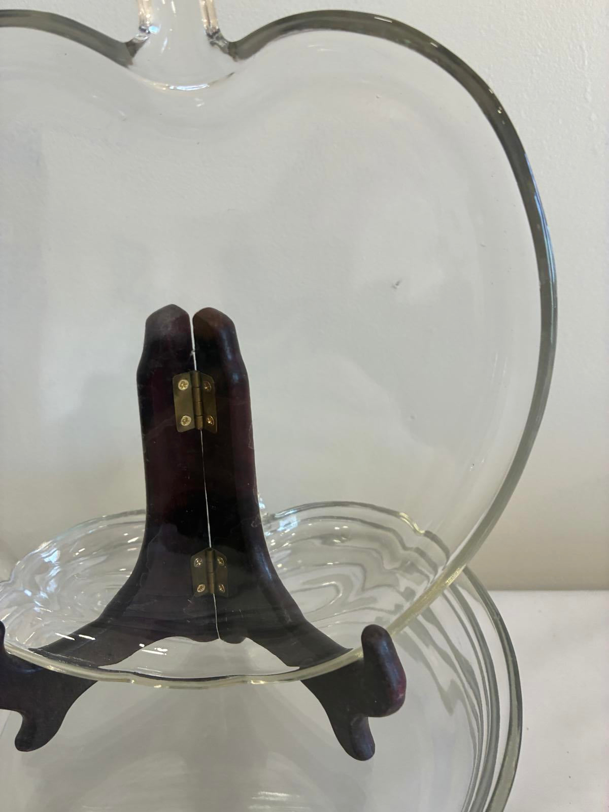 Vintage Clear Glass 8" Apple Plates Set of 8, Mid Century Pressed Glass Plates