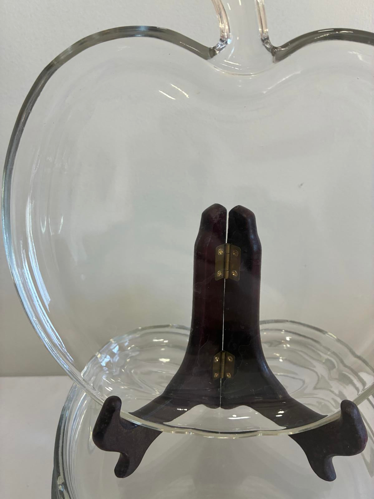 Vintage Clear Glass 8" Apple Plates Set of 8, Mid Century Pressed Glass Plates