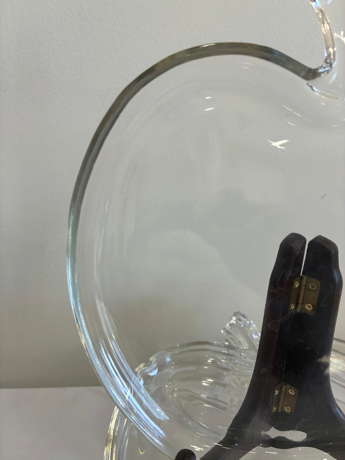 Vintage Clear Glass 8" Apple Plates Set of 8, Mid Century Pressed Glass Plates